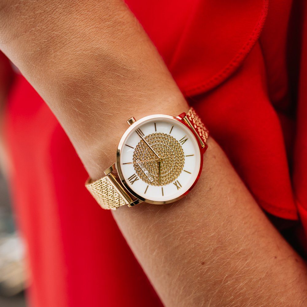 Julie Julsen Kwartshorloge GLITTER GOLD, JJW1412YGME Polshorloge, dameshorloge, glitters, PVD-gecoat