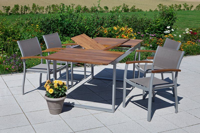 MERXX Tuin-eethoek Naxos met uittrekbare tafel (set, 5-delig)