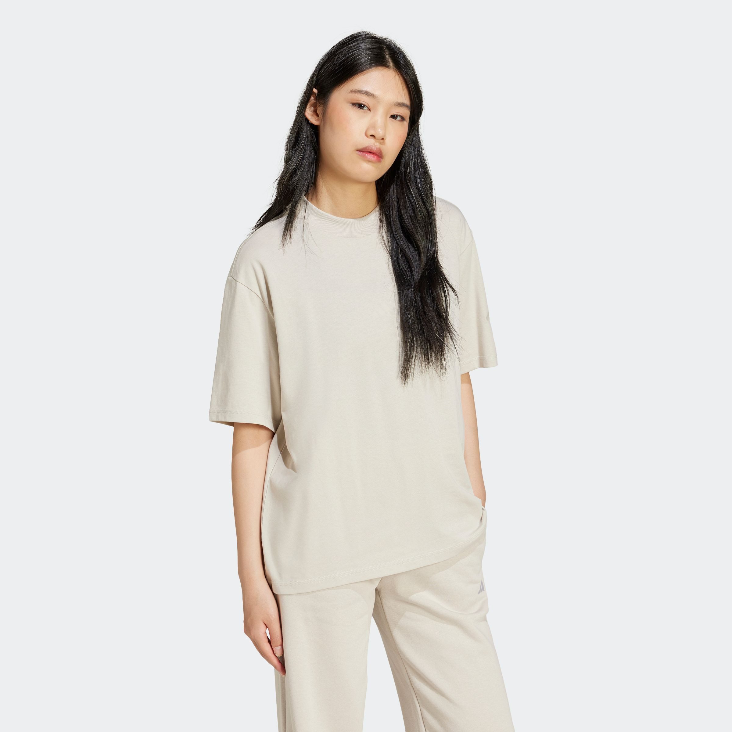 adidas Sportswear T-shirt W SL+ SJ BOYF T dames tops maat L grijs