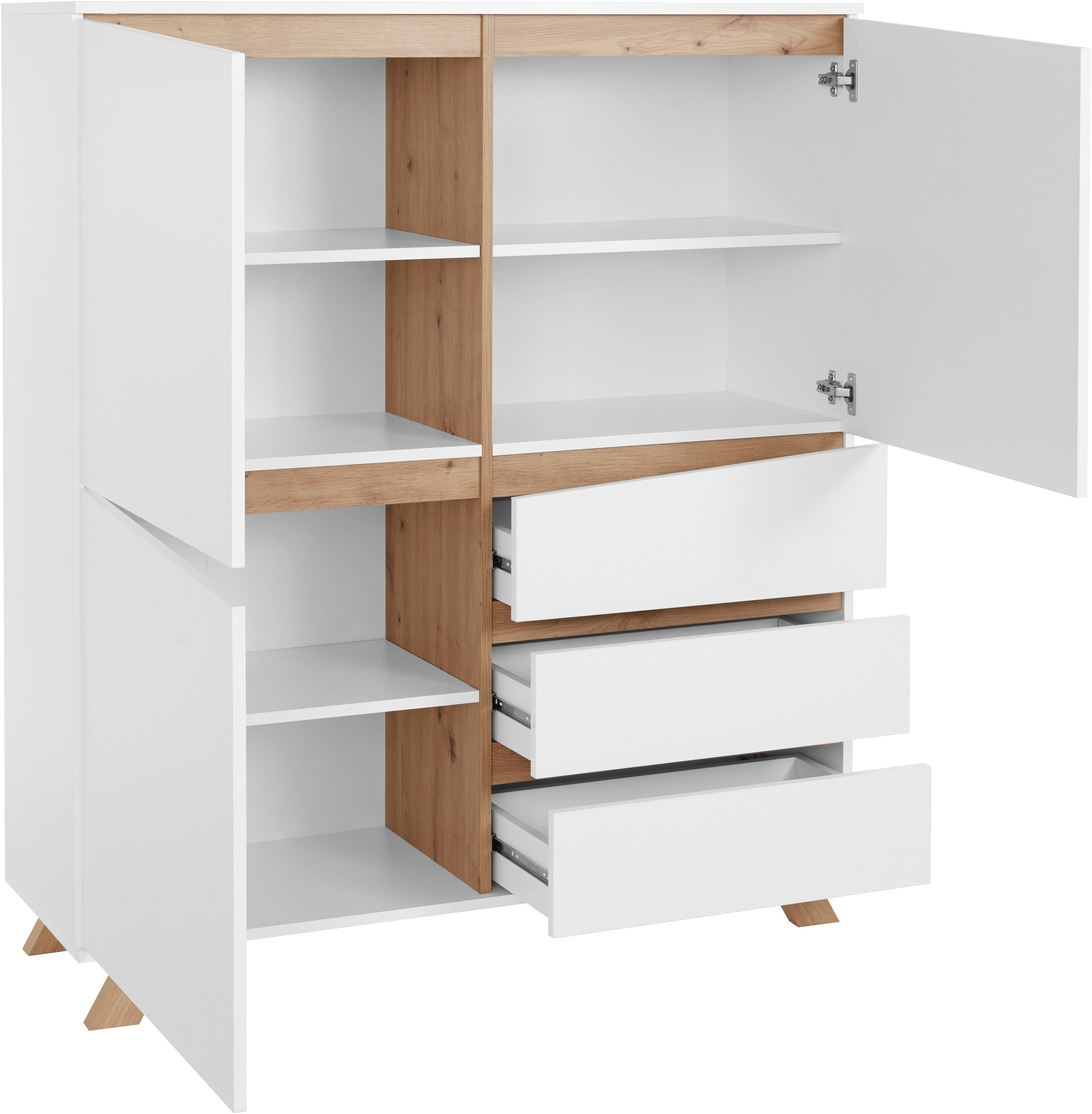 Homexperts Highboard Vicky , breedte 120 cm, hoogte 142 cm, in matwit
