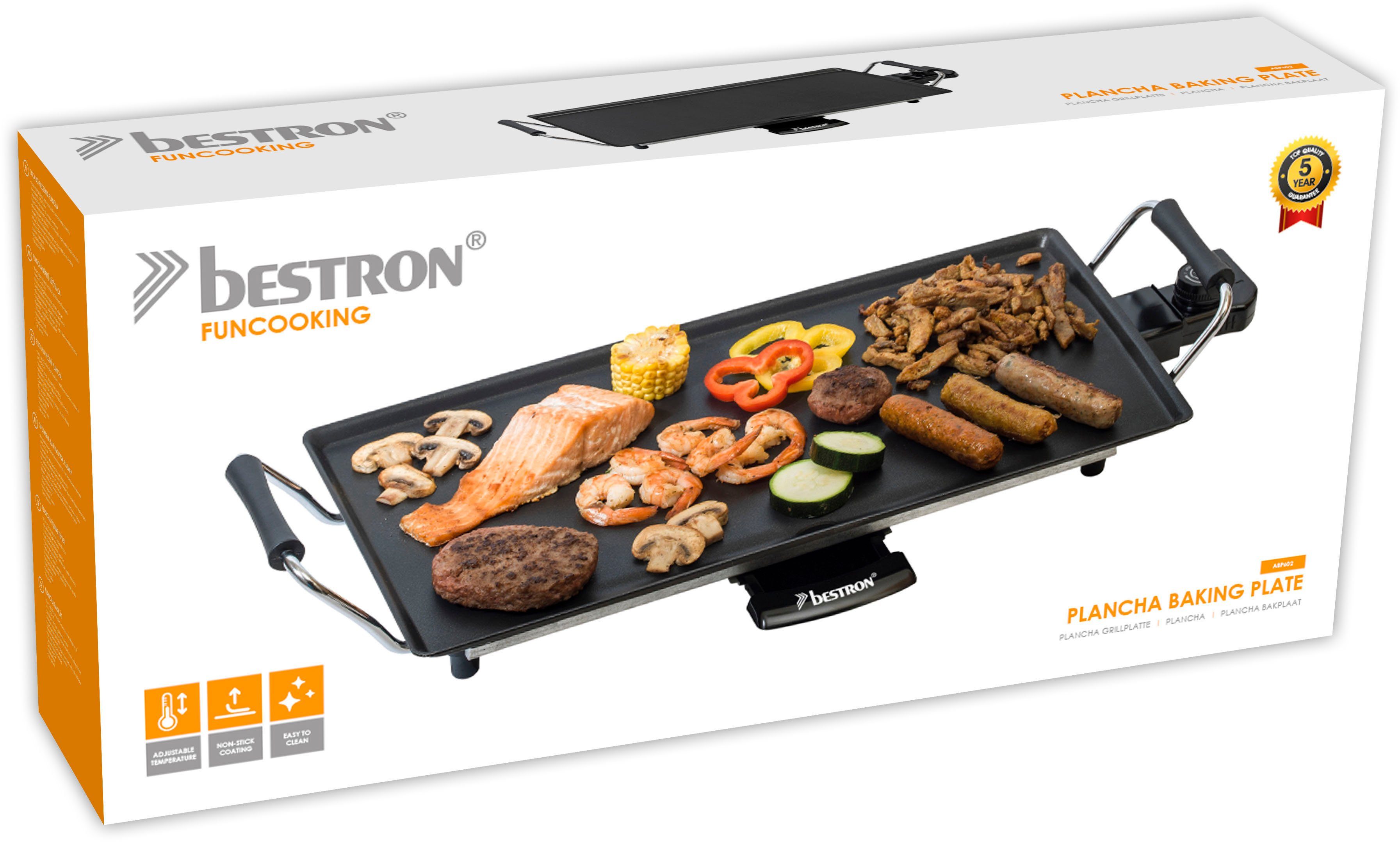 bestron Tafelgrill ABP602 Plancha-bakplaat, met antiaanbaklaag, zwart