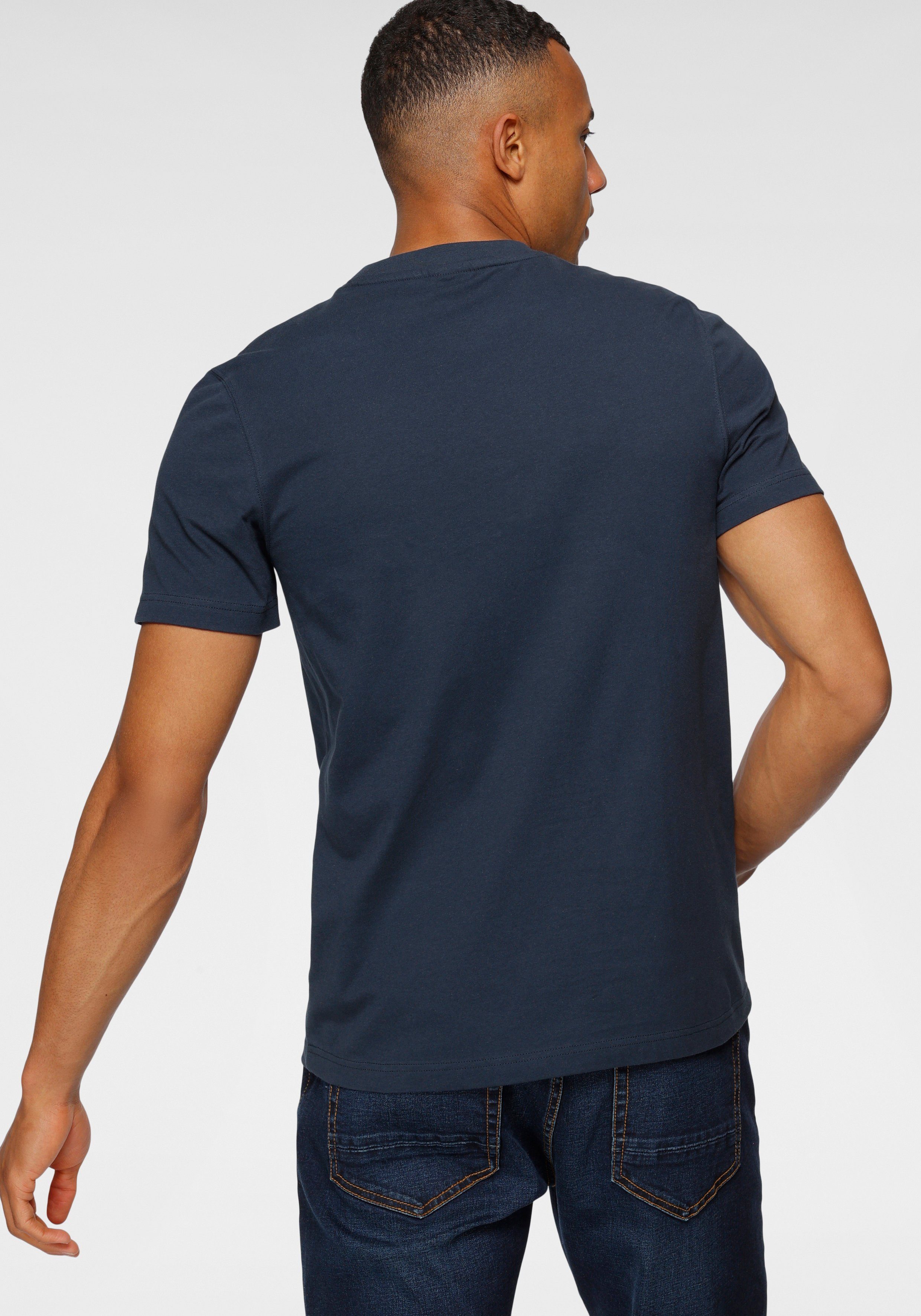 H.I.S Shirt met ronde hals Korte mouwen, smalle pasvorm, met print, ronde hals, van katoen