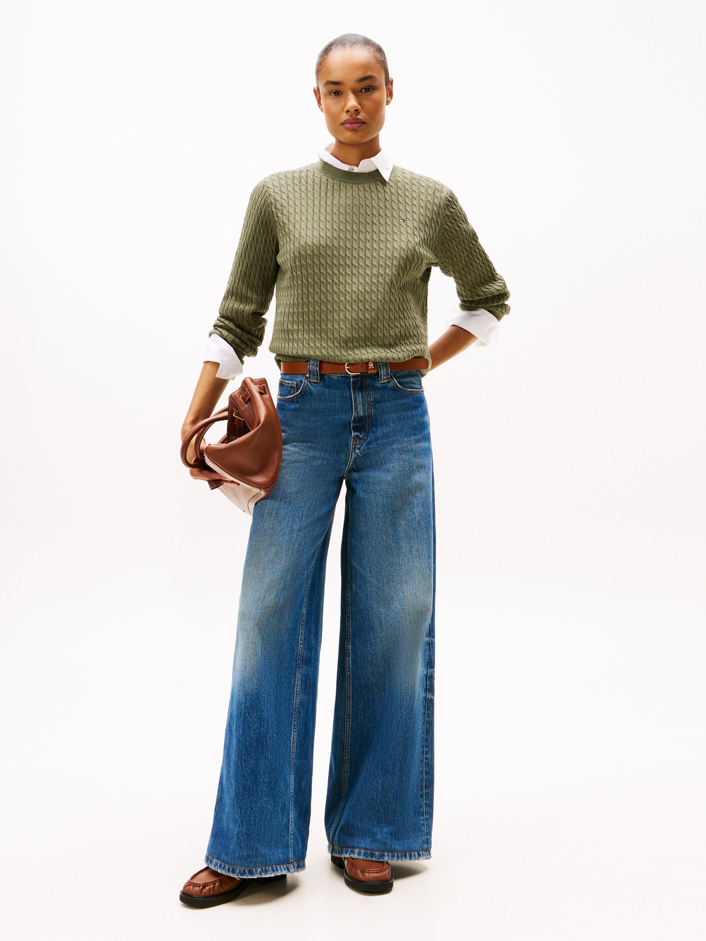 Tommy Hilfiger Trui met ronde hals CO CABLE C-NK LS SWEATER