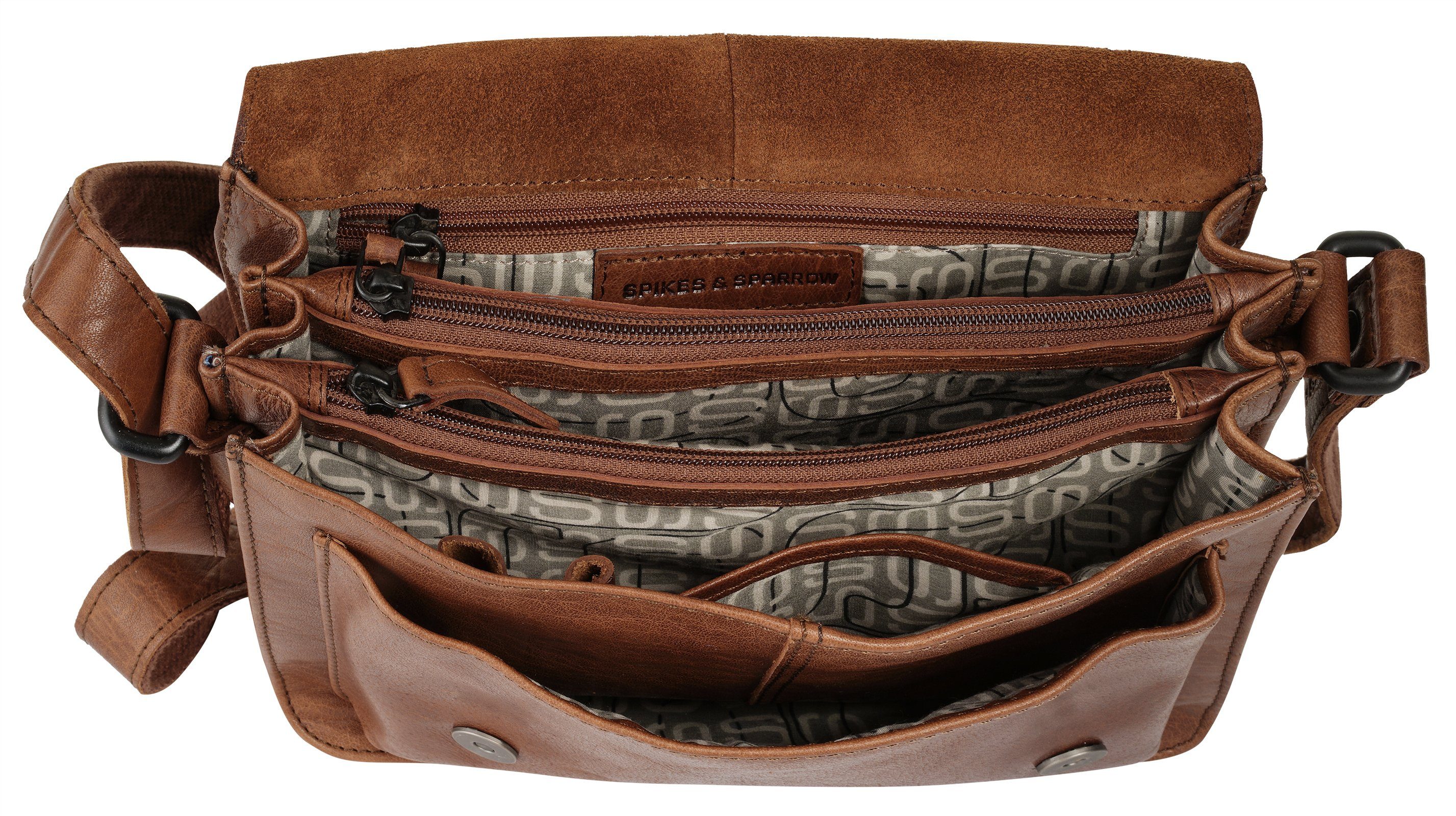 Spikes & Sparrow Schoudertas echt leder