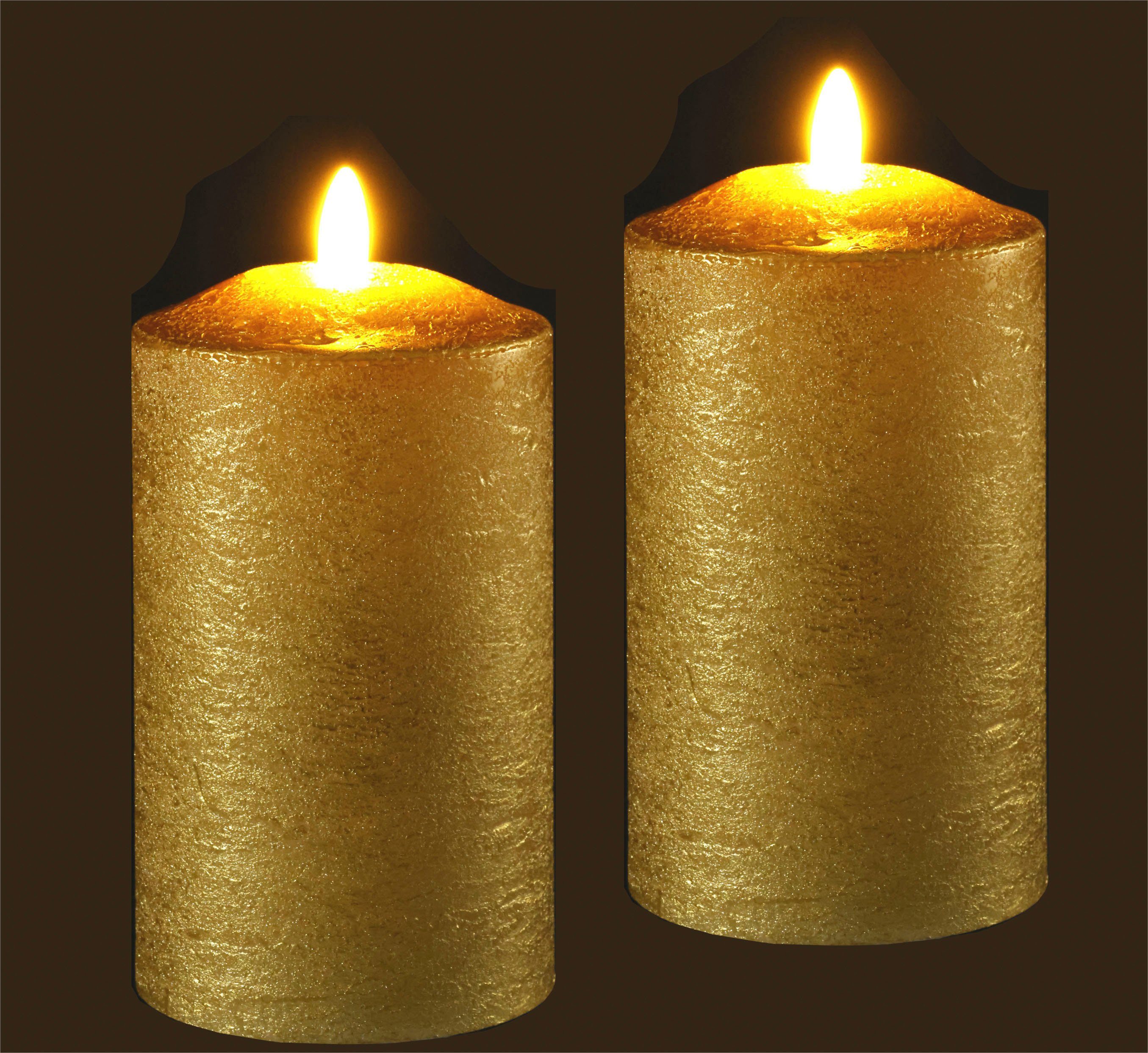 I.GE.A. Led-kaars Batterijgevoede LED-kaarsen van echtwas, hoogte ca. 12,5 cm (set, 2-delig)