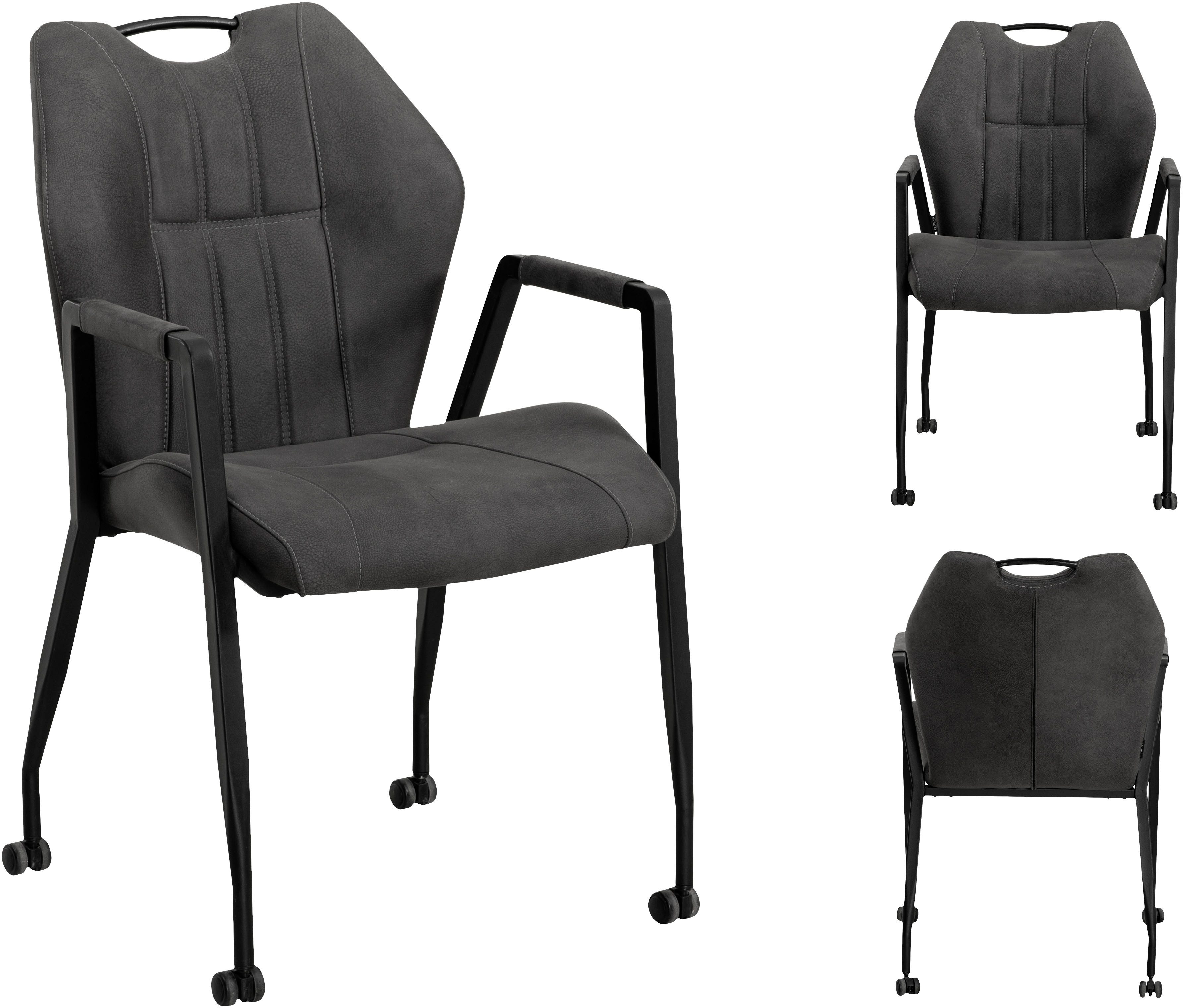 OMG Design Stoel met armleuningen Point Eetkamerstoel met wielen, bureaustoel (set)