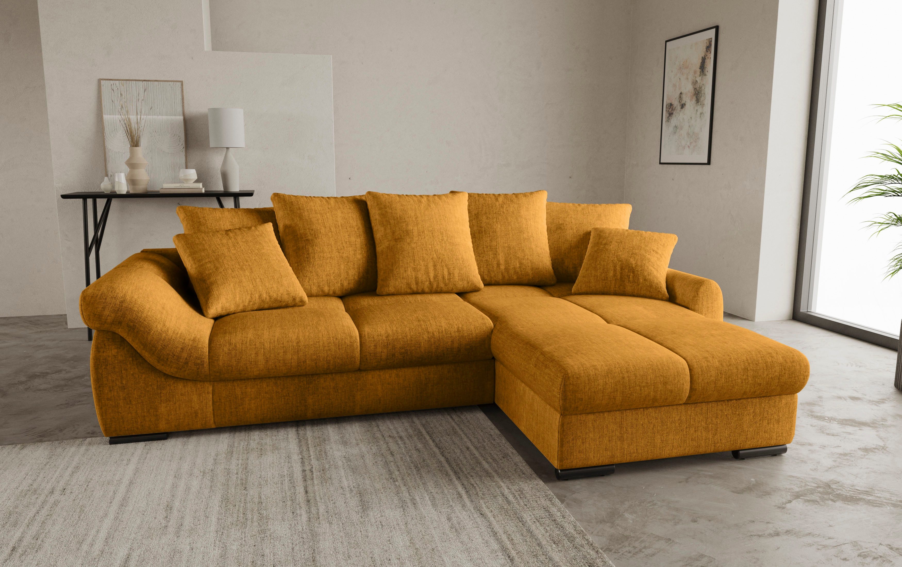 Mr. Couch Hoekbank Livorno DuraFlex L-vorm incl. hoogslaper beduitbreiding, xl bedbox wit gecoat