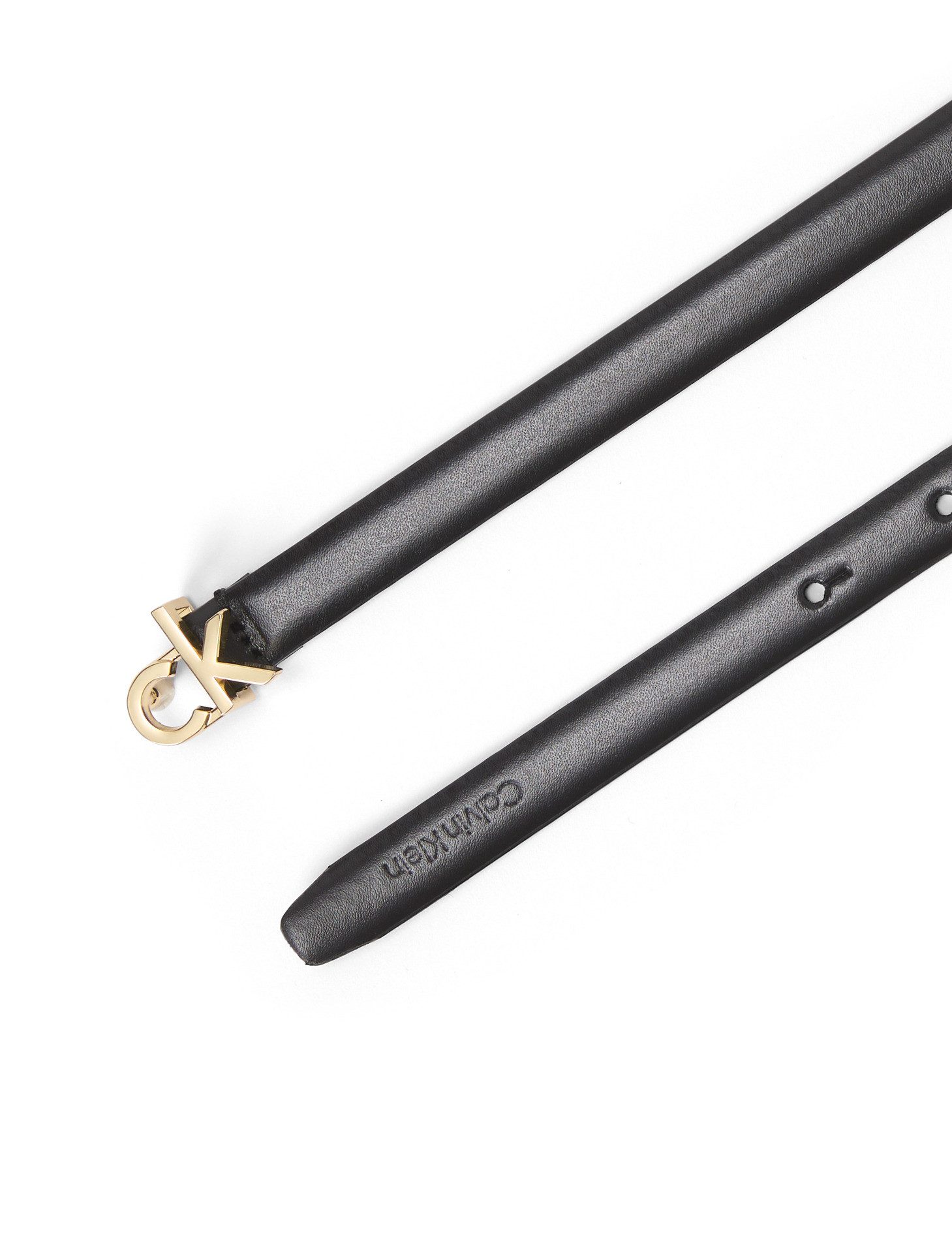 Calvin Klein Leren riem CK BUCKLE SKINNY BELT 15MM