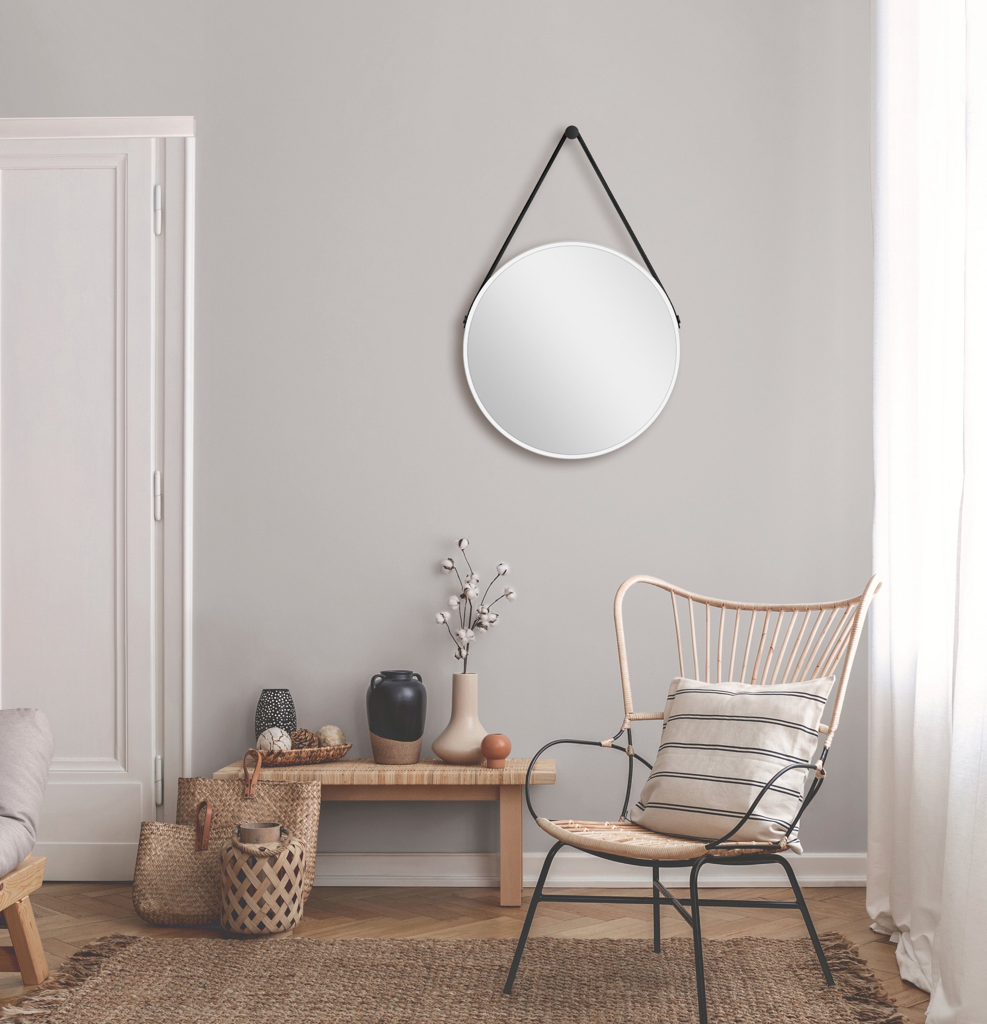 Talos Wandspiegel decoratieve ronde spiegel met aluminiumframe, ø 50 cm