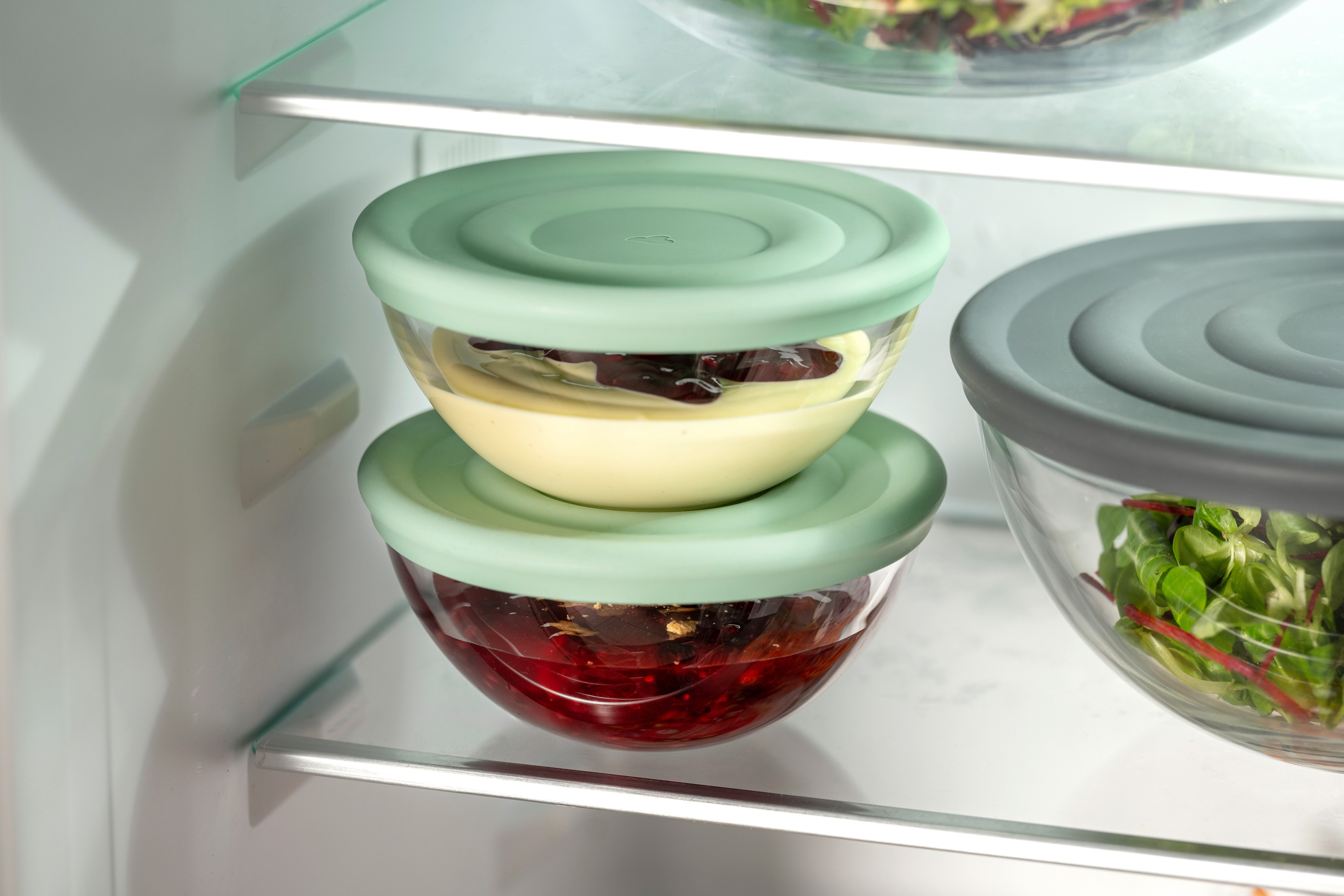 LEONARDO Schaal Kom set CUCINA, 6-delig, 3 kommen met siliconen deksel (set, 6-delig)