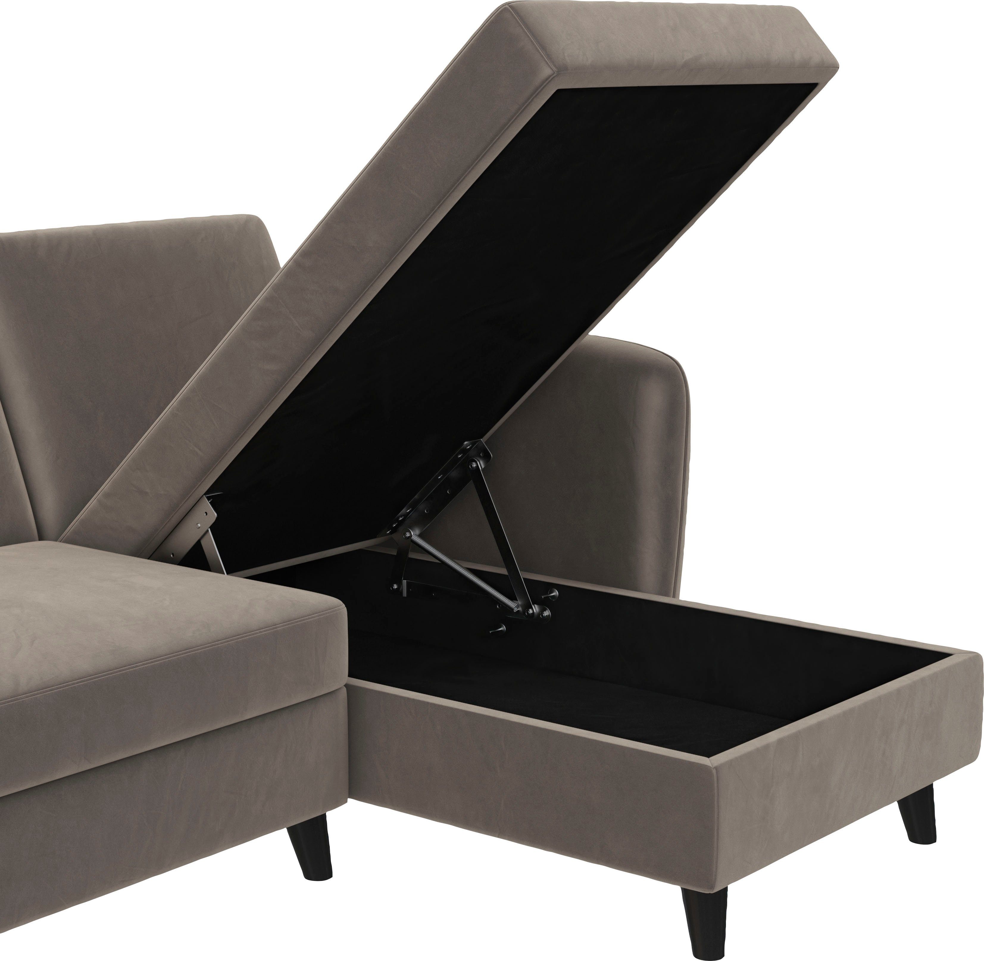 Dorel Home Hoekbank Perry, L-vorm Rugleuning, verschillende kleurvarianten, zithoogte 43 cm, breedte 219 cm