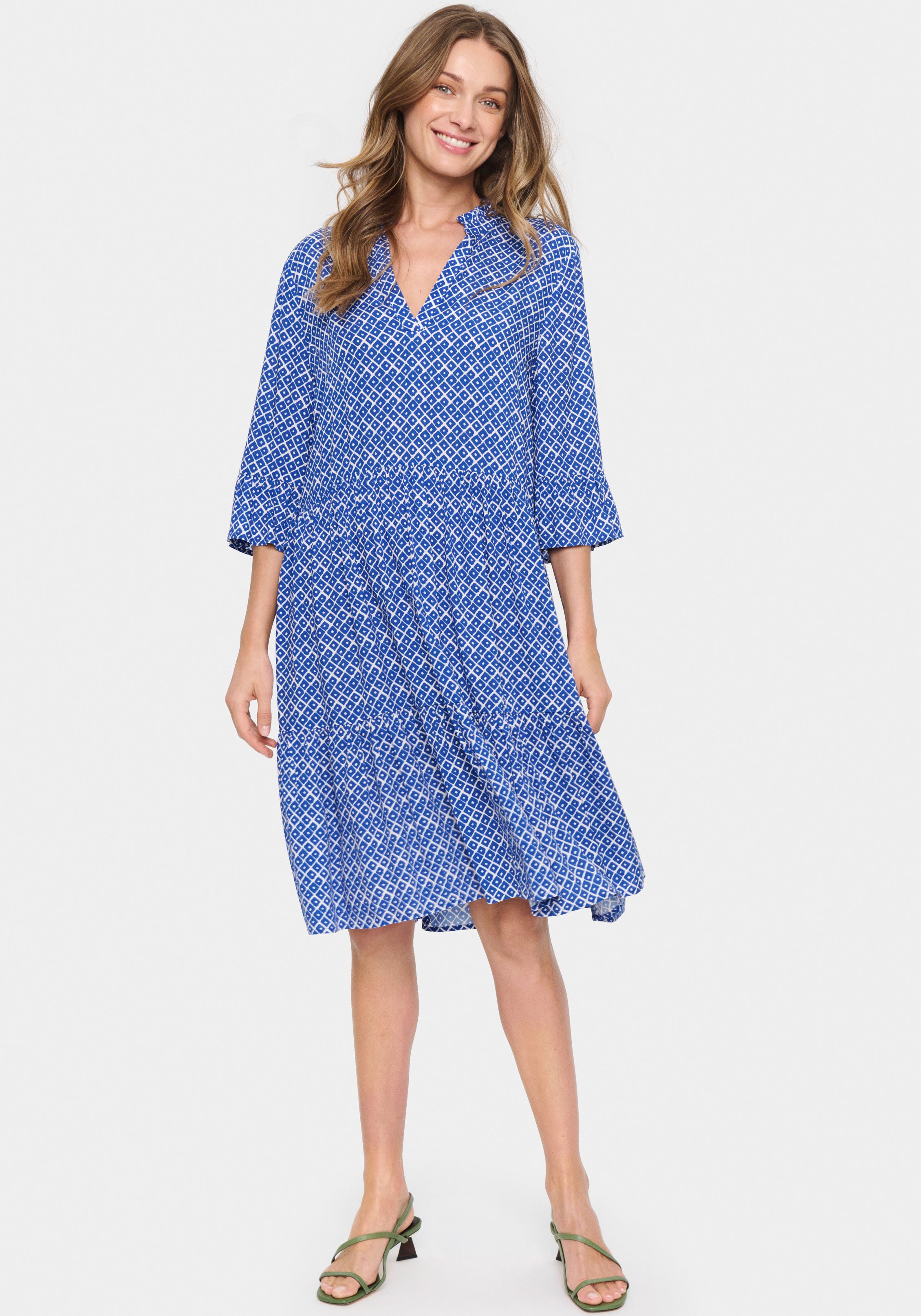 Saint Tropez Blousejurk EdaSZ dress met volants en 3/4 mouwen