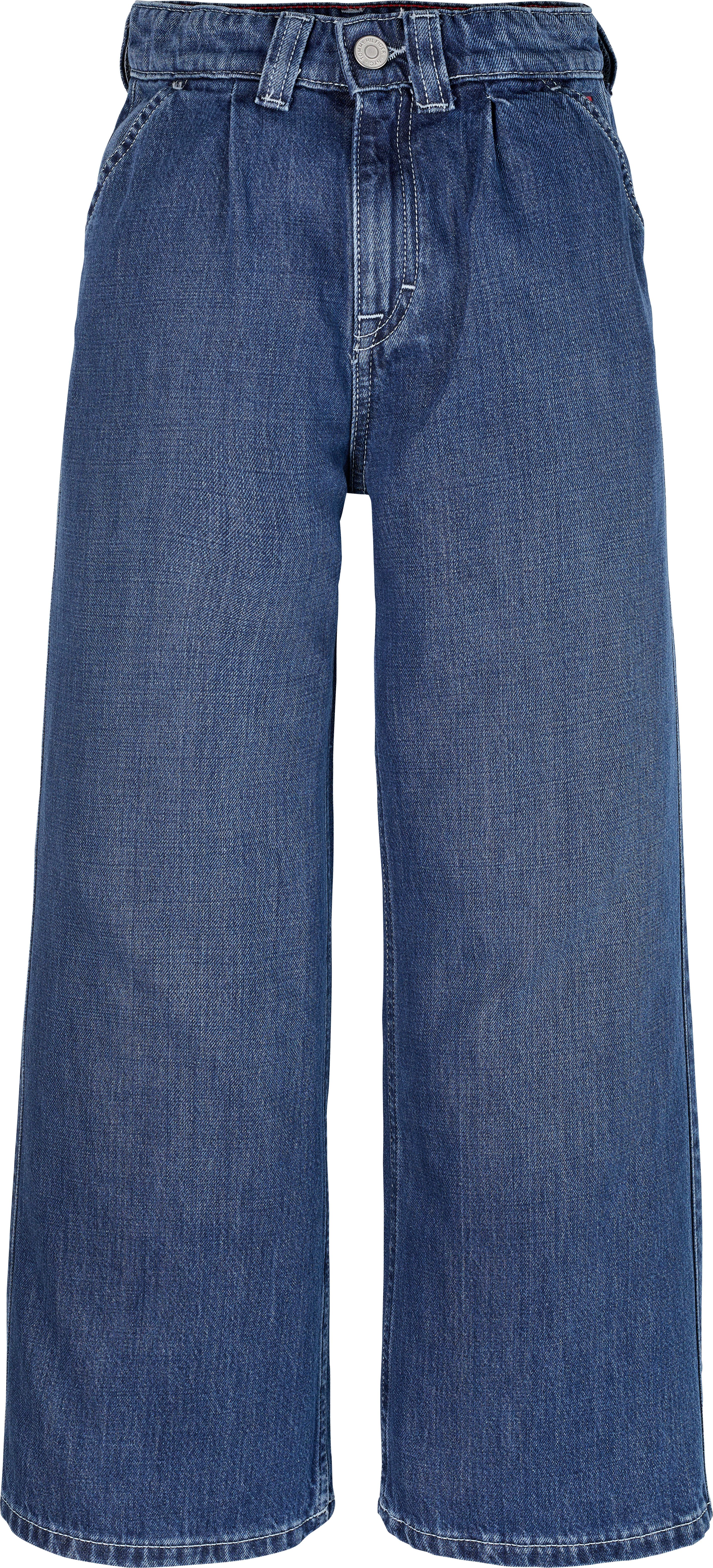 Tommy Hilfiger Wijde jeans MABEL PLEATS MID BLUE WASH in middelblau wassing, met logo-badge