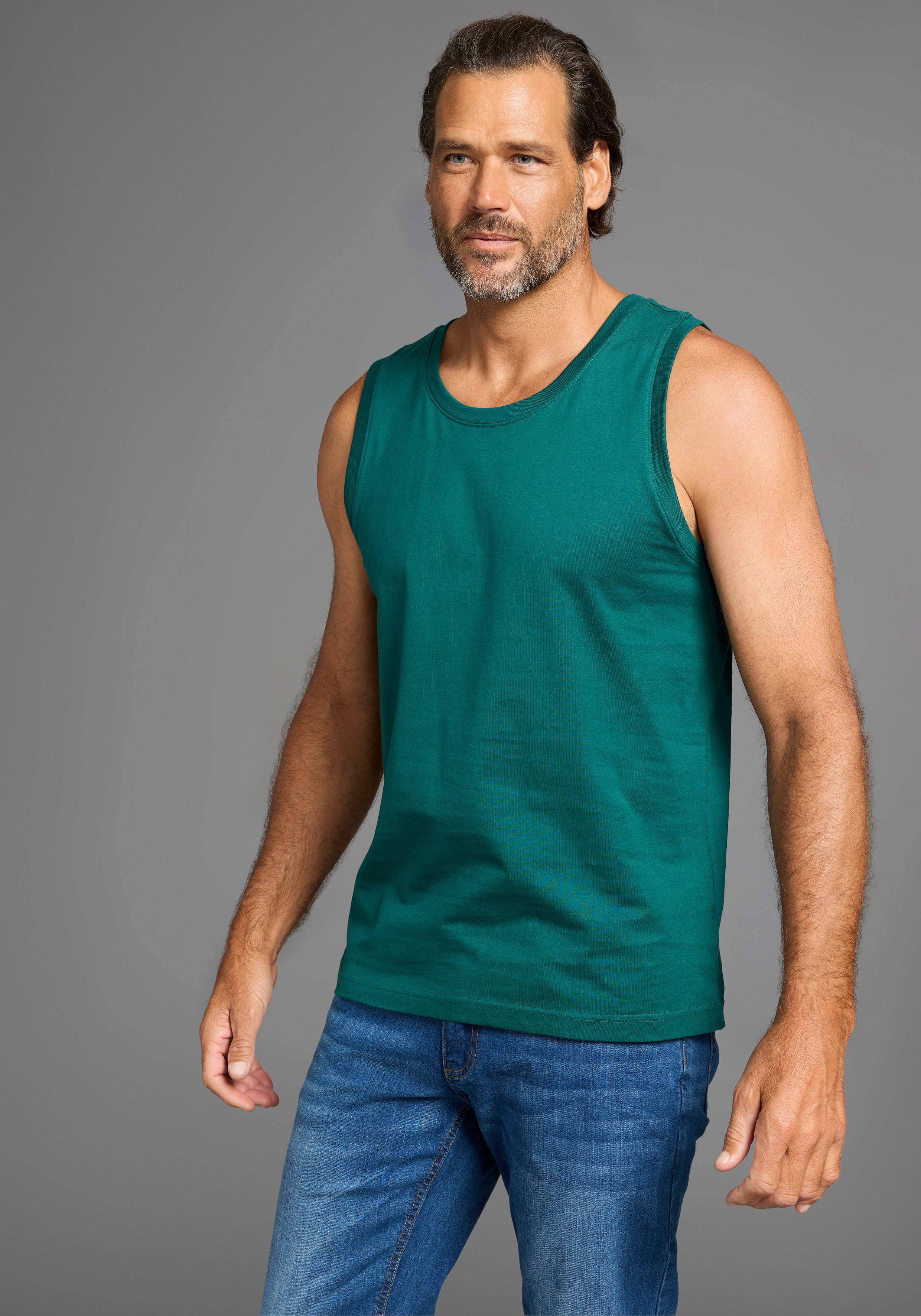 Man's World Muscle-shirt slank gesneden, ronde hals, van 100% katoen (3-delig, Set van 3)