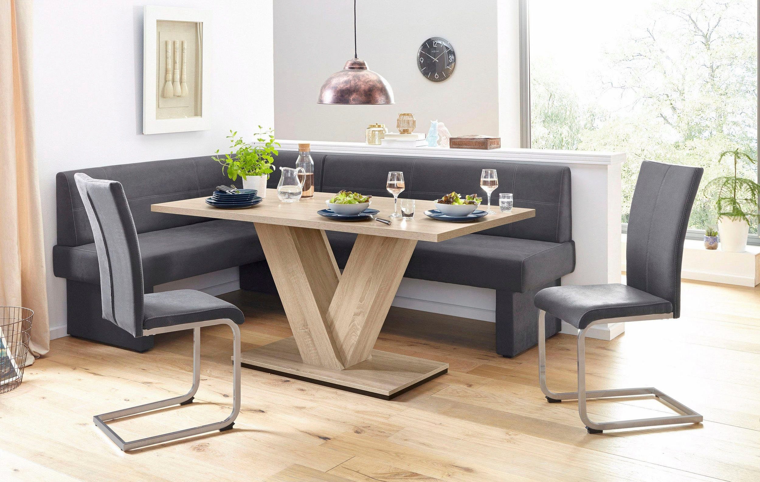 Home affaire Vrijdragende stoel Nils Stoel belastbaar tot 120 kg, frame metaal in chroom-look of zwart (set, 2 stuks)