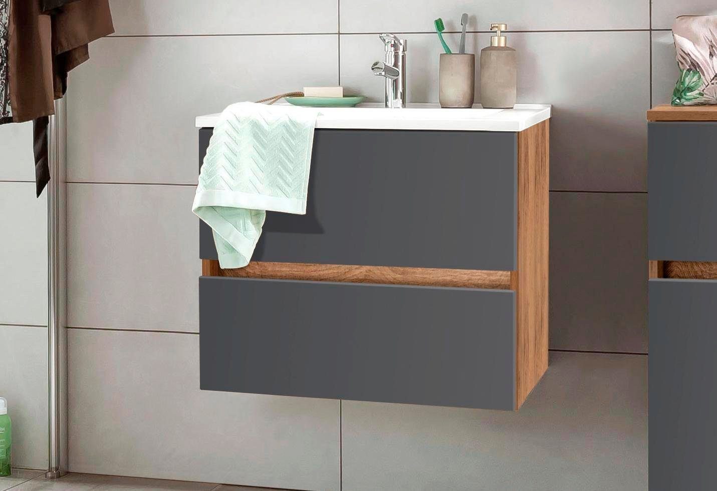 welltime Wastafelonderkast Lucca Badkamermeubel, wastafelonderkast inclusief wasbak, breedte 60 cm