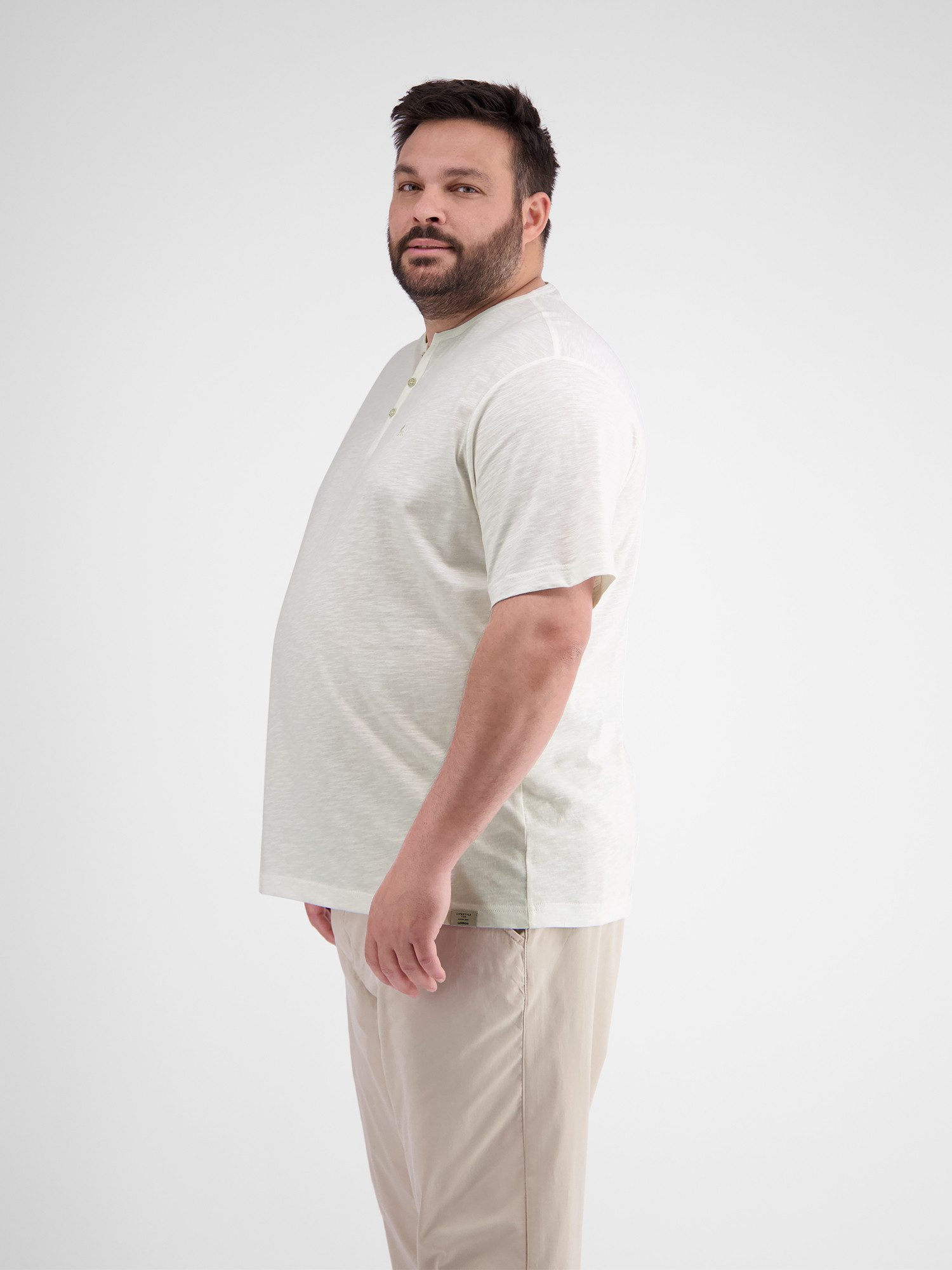 Lerros Henleyshirt LERROS effen serafino-shirt in grote maten