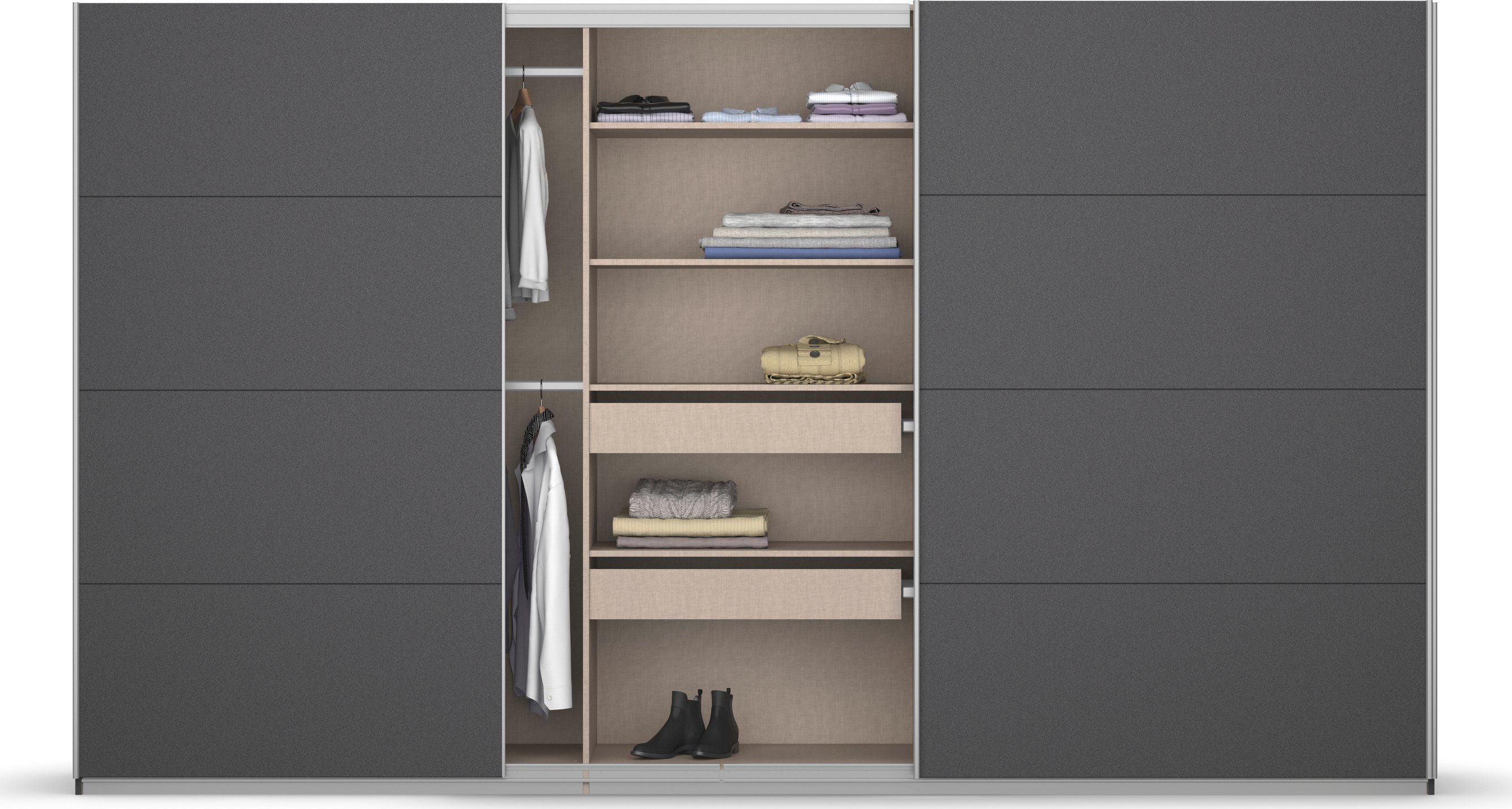 rauch Zweefdeurkast Kledingkast kast garderobe KOLUNA met decor-front inclusief 2 binnenladen en extra legplanken made in germany
