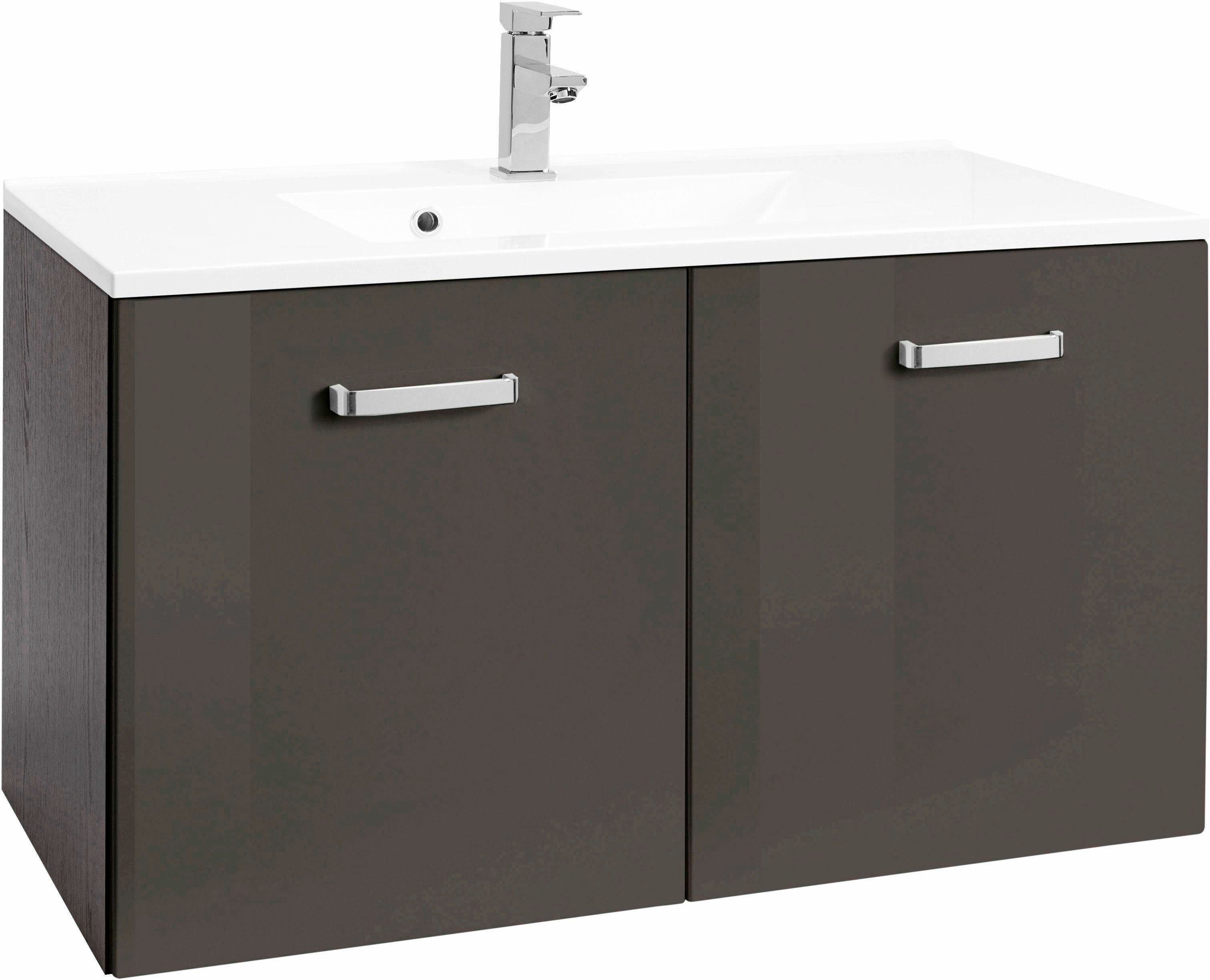 welltime Wastafelonderkast Ravenna Badkamermeubel, wastafelonderkast inclusief wasbak, breedte 60 cm onderkasten grijs