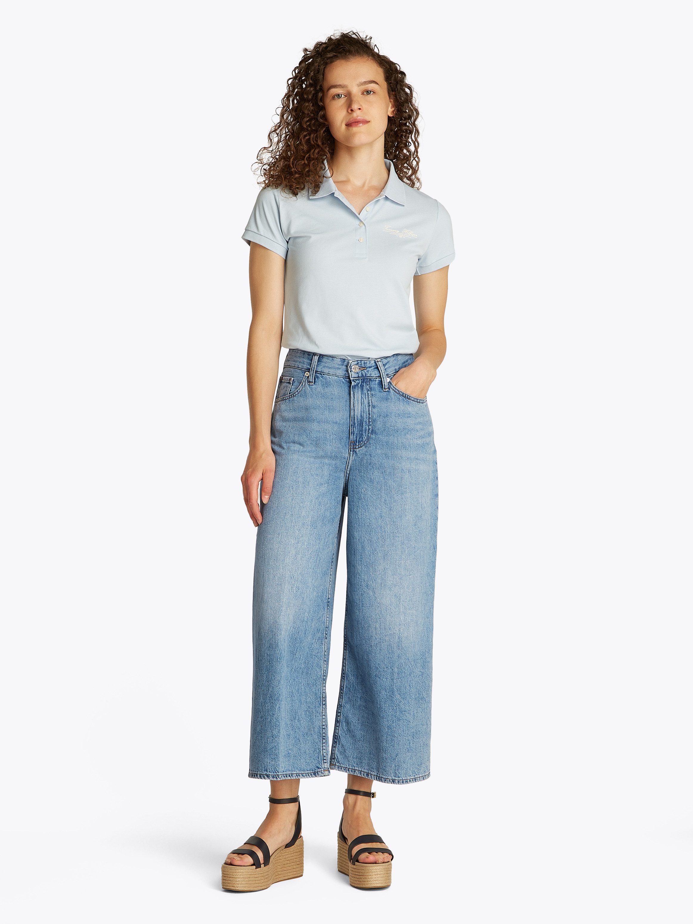 Tommy Hilfiger Wijde jeans WIDE LEG HIGH WAIST met logo-badge, in blauwe wassing