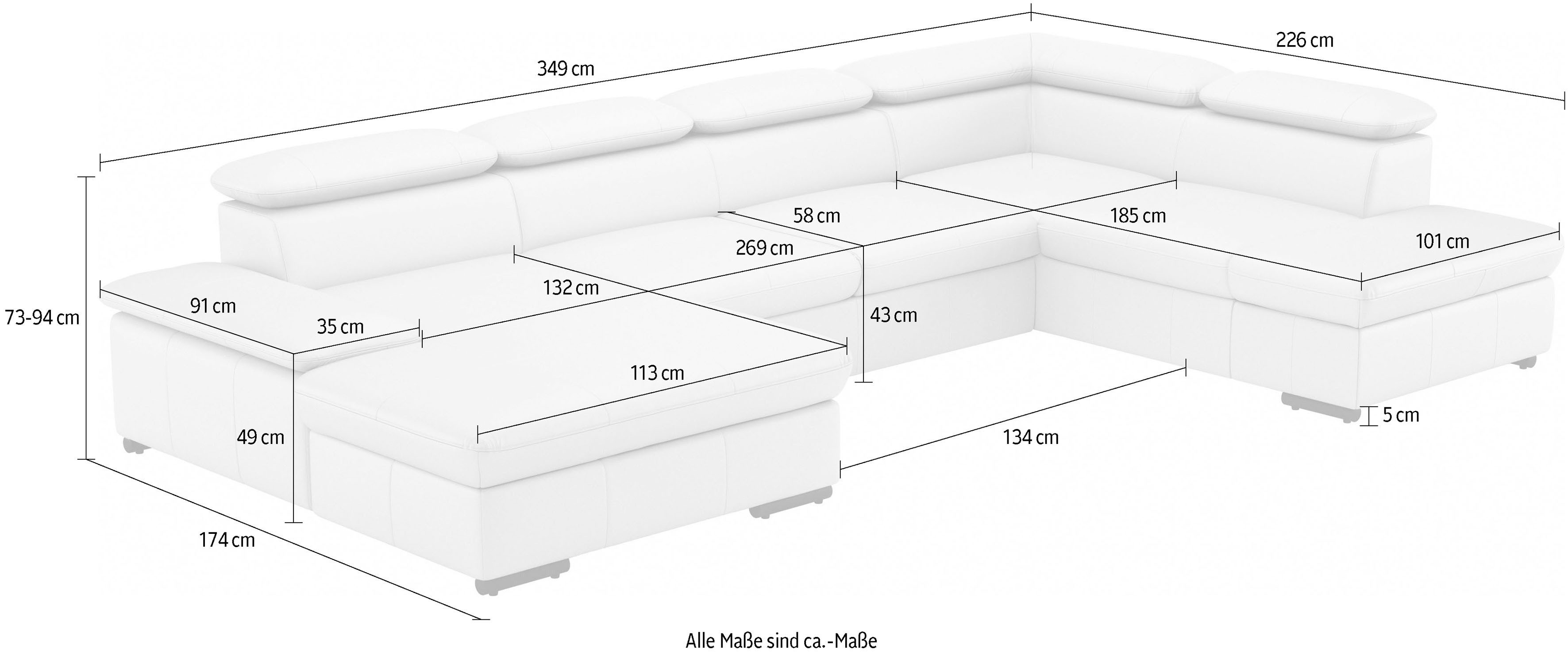 sit&more Zithoek Alcudia U-vorm optioneel met slaapfunctie