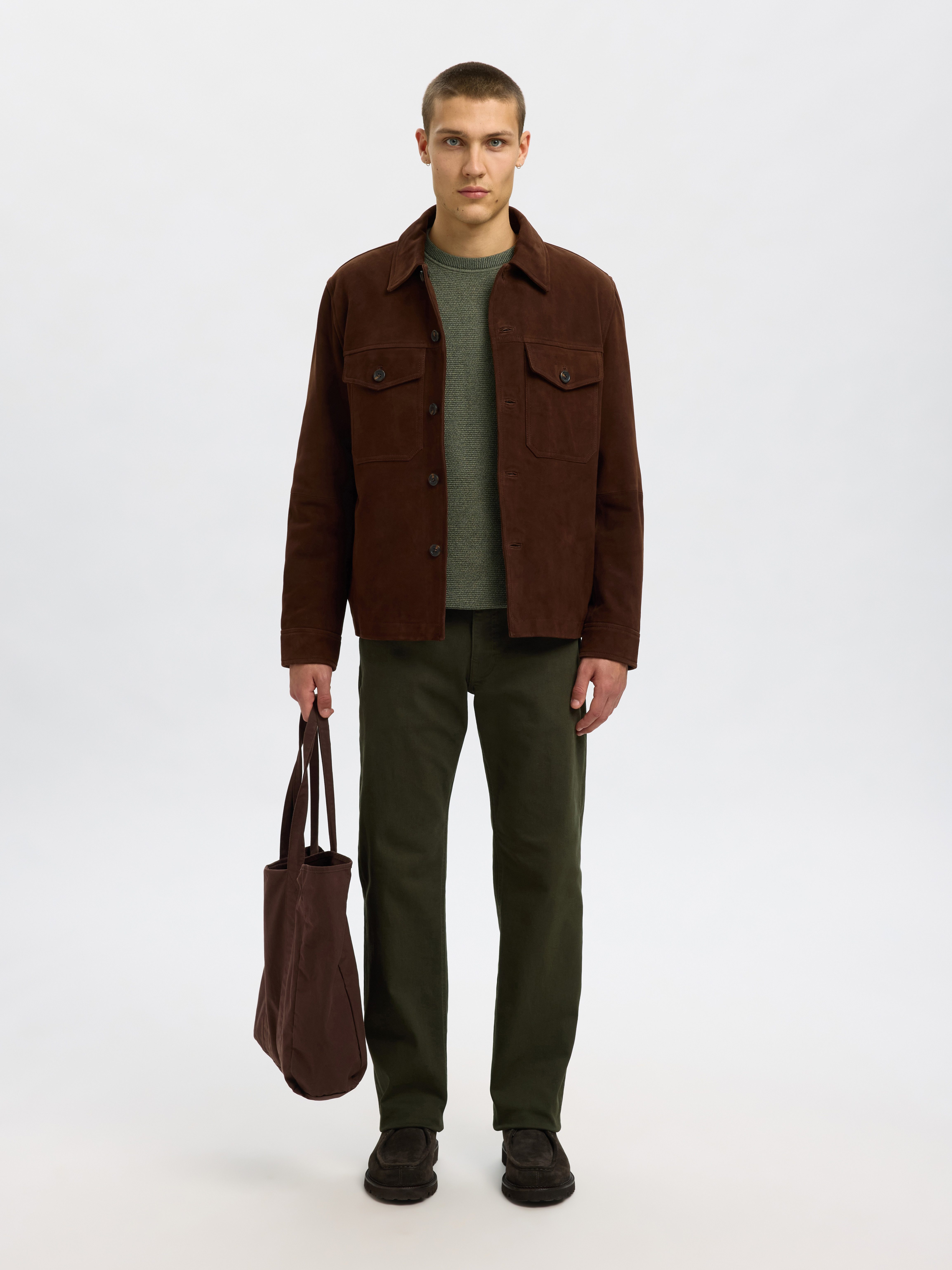 SELECTED HOMME Gebreide trui SLHROSS LS KNIT STRUCTURE CREW NECK NOOS