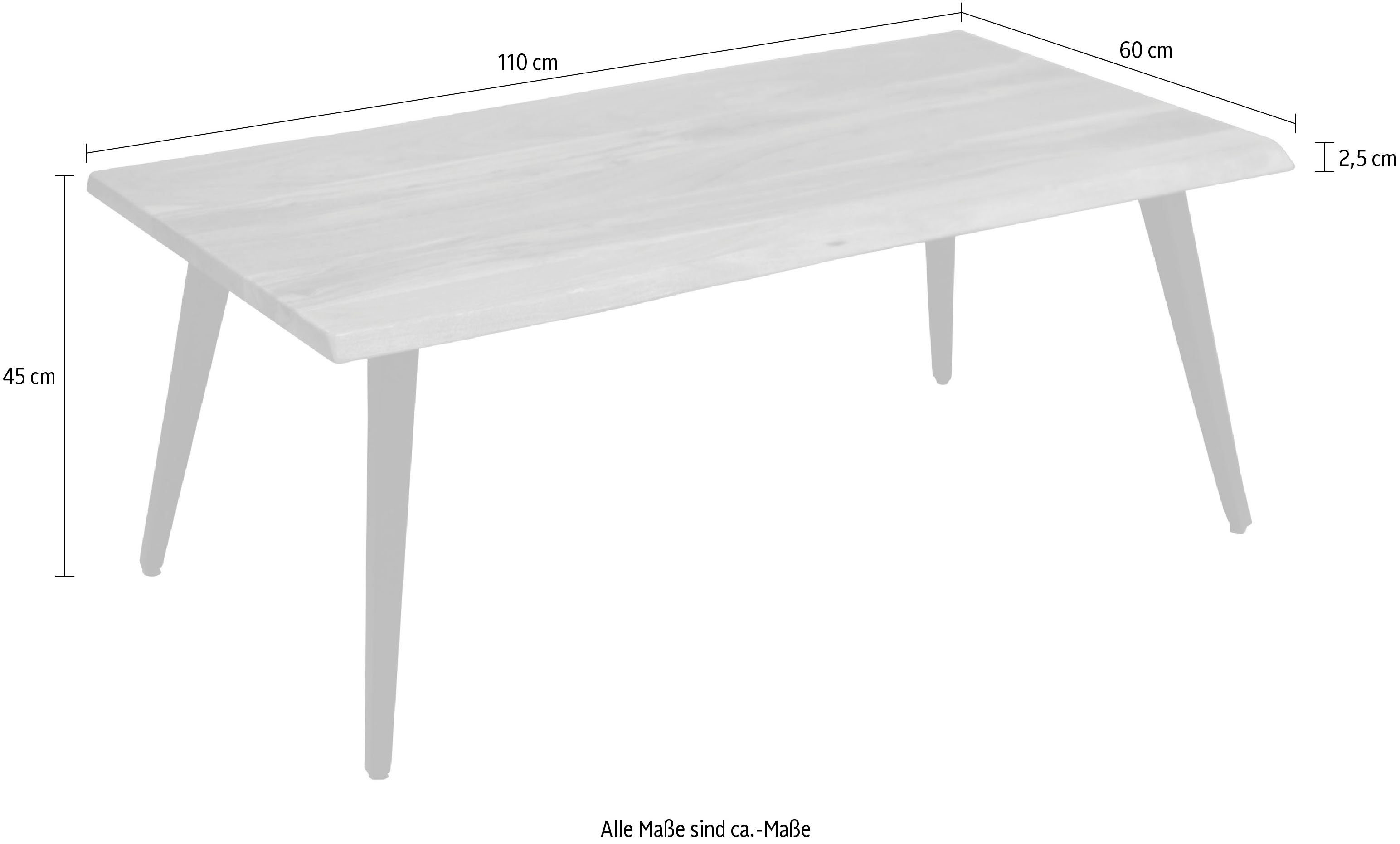 byLIVING Salontafel Caddy Tafelblad met boomstamrand, breedte 110 of 60 cm
