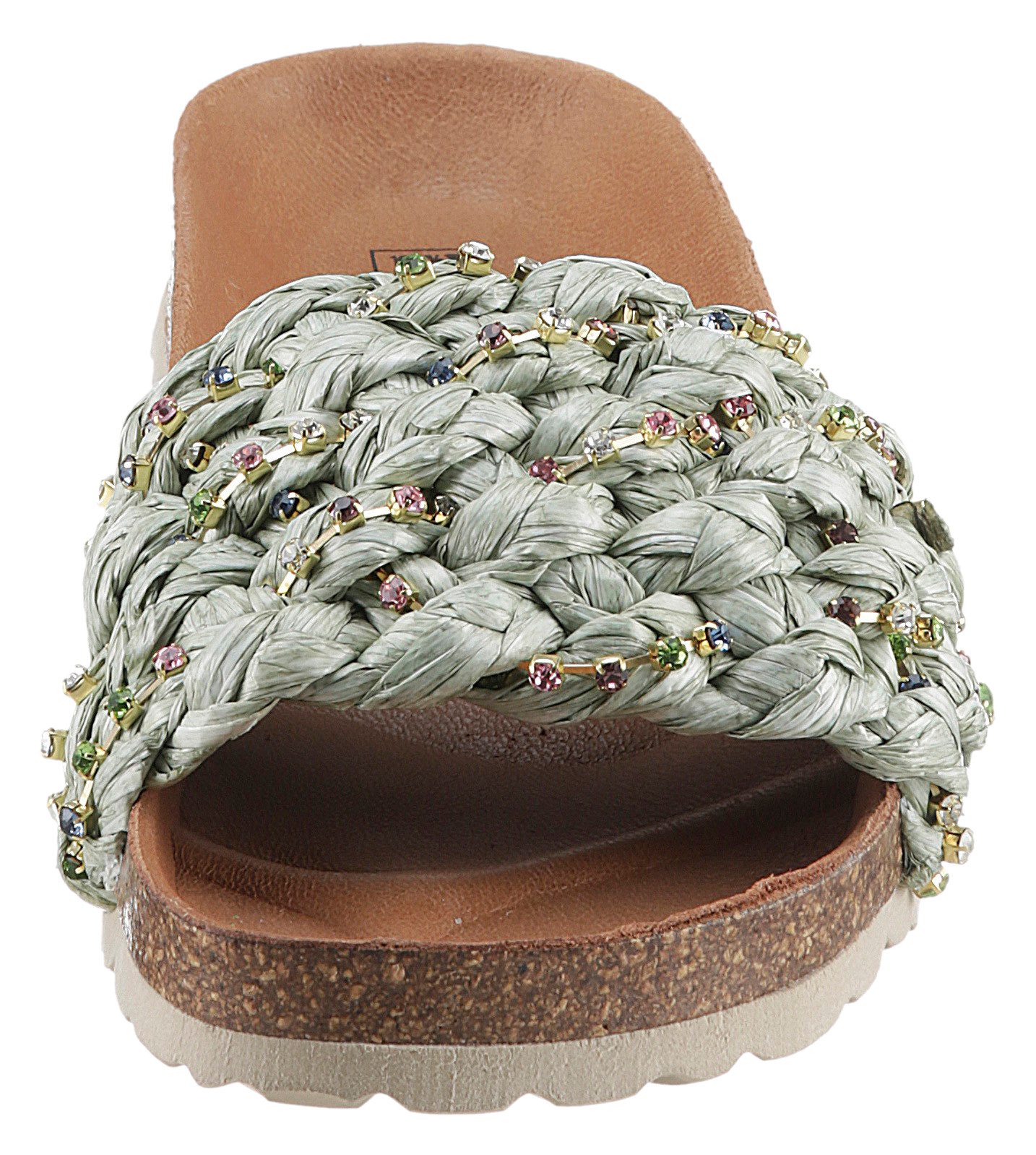 VERBENAS Slippers RICA TRENZA RAFIA BRILLOS , zomerschoen, badschoen, slippers met leren voetbed