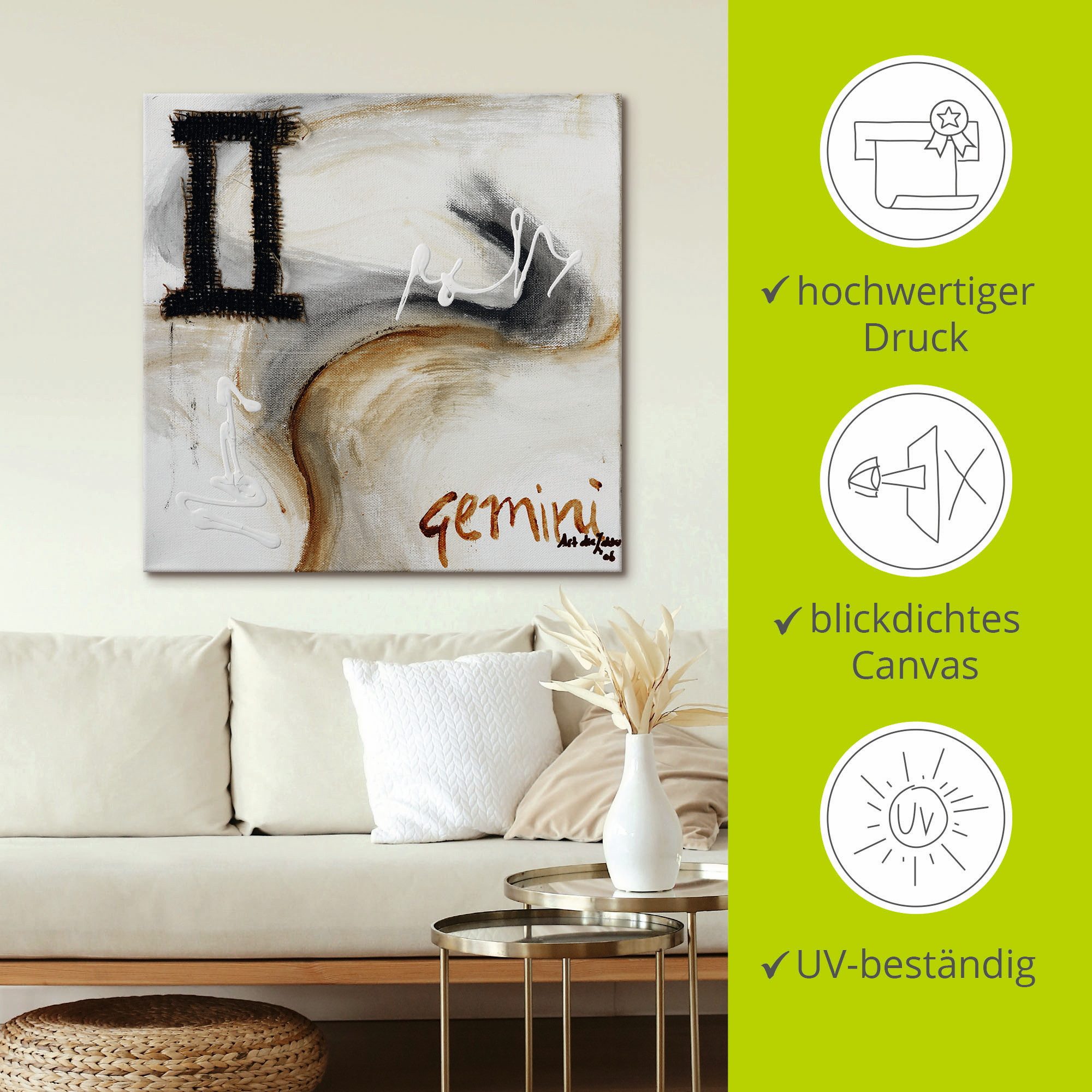 Artland Artprint Tweelingen als artprint op linnen, poster in verschillende formaten maten