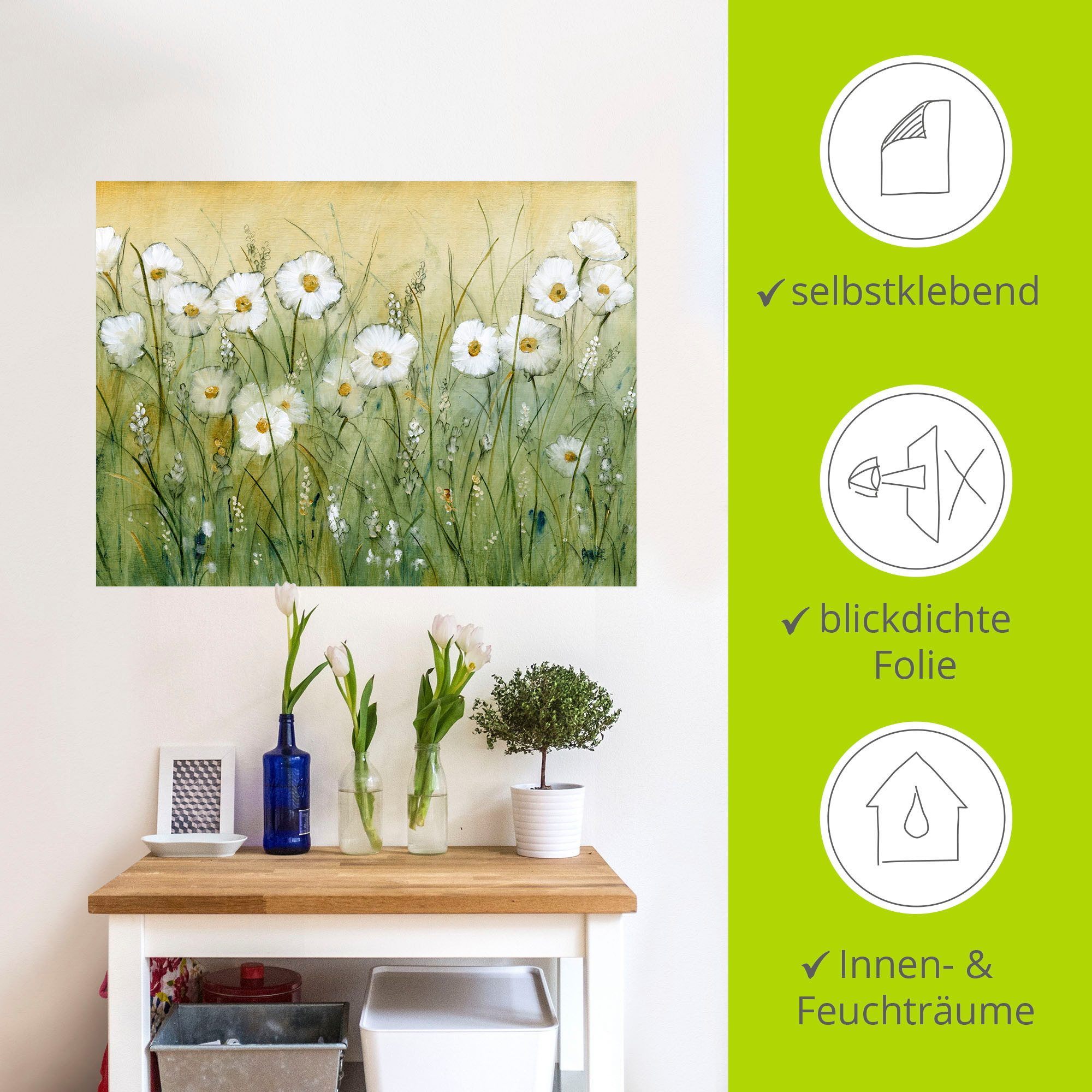 Artland Artprint Voorjaar met madeliefjes II als artprint van aluminium, artprint voor buiten, artprint op linnen, poster, muursticker