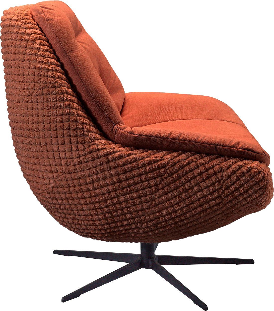 exxpo - sofa fashion Draaibare fauteuil Dim, loungestoel in materiaalmix, design en comfort, solitair meubel Comfortabel gestoffeerde draaifauteuil met elegante metalen stervormige voet