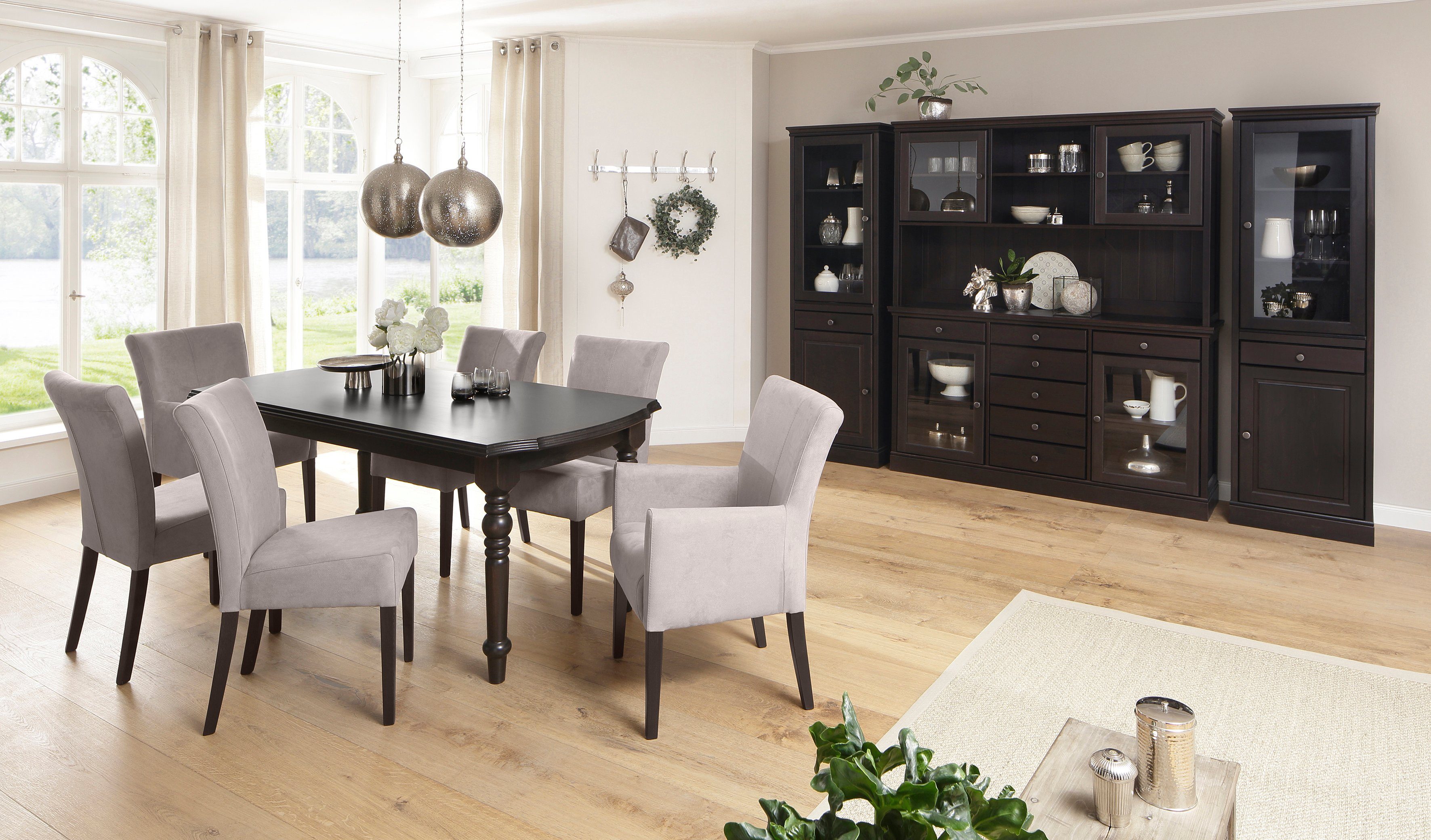 Home affaire Eetkamerstoel King Gestoffeerde stoel, fauteuil, massief houten frame
