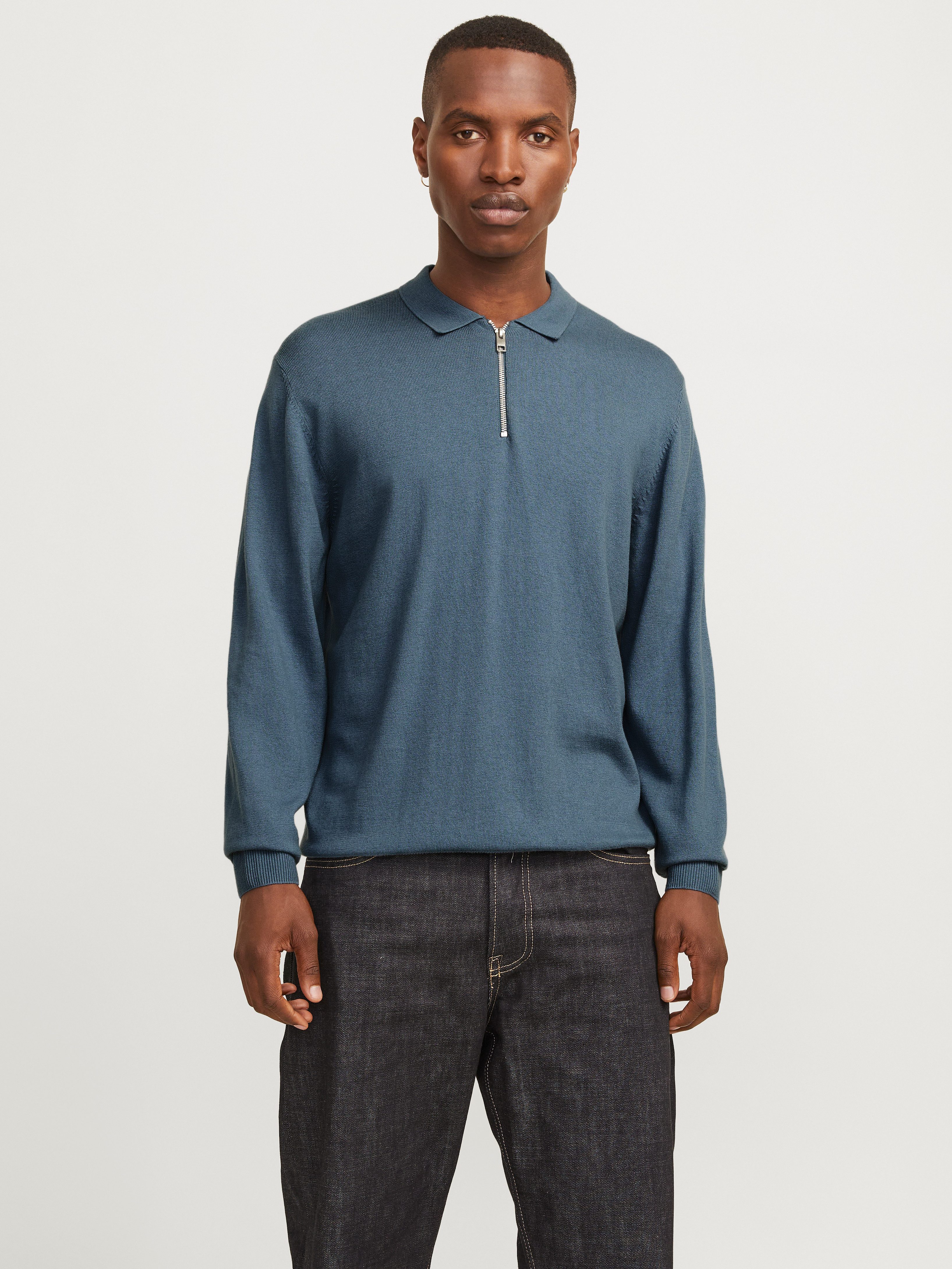 Jack & Jones Trui met polokraag JJEEMIL KNIT POLO HALF ZIP LS NOOS