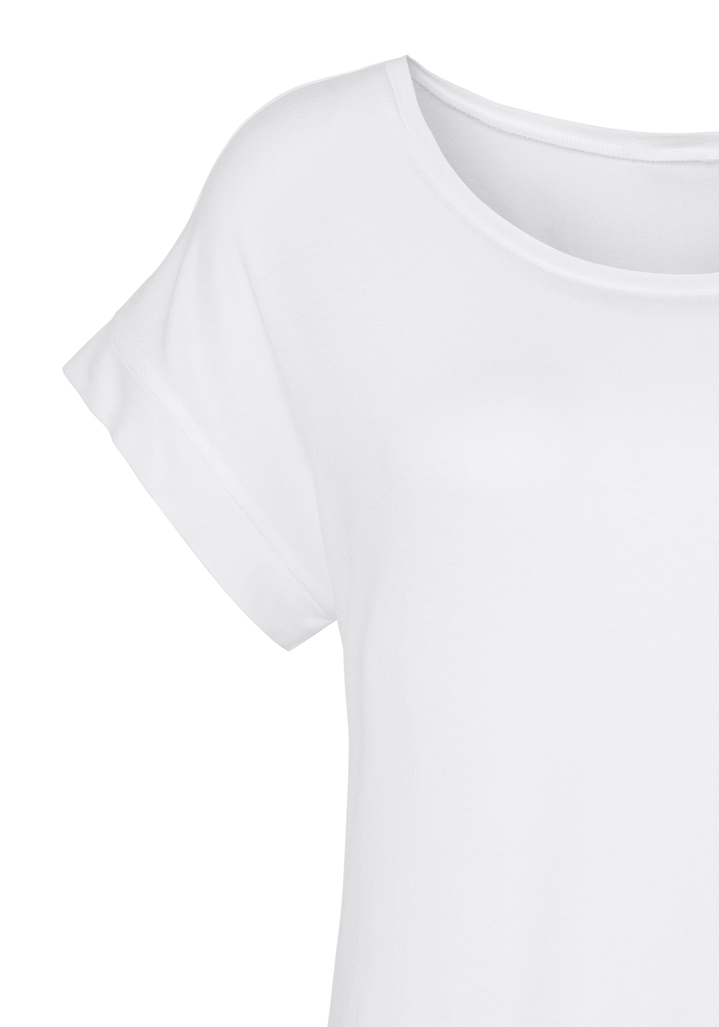 Vivance Shirt met korte mouwen Met elastiek in de band van zachte viscose-stretch (Set van 2)