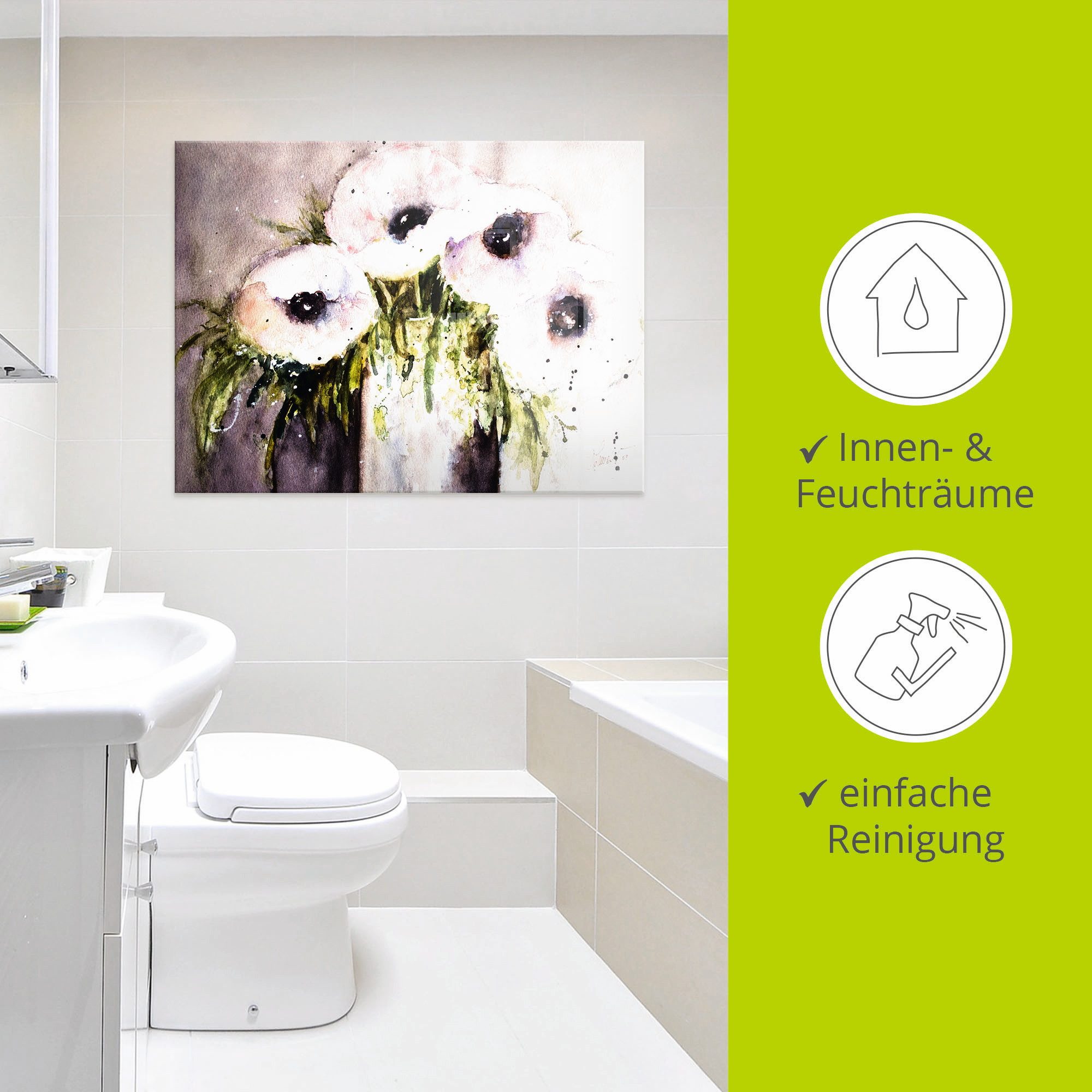 Artland Print op glas Paars papaver In vaas in verschillende maten