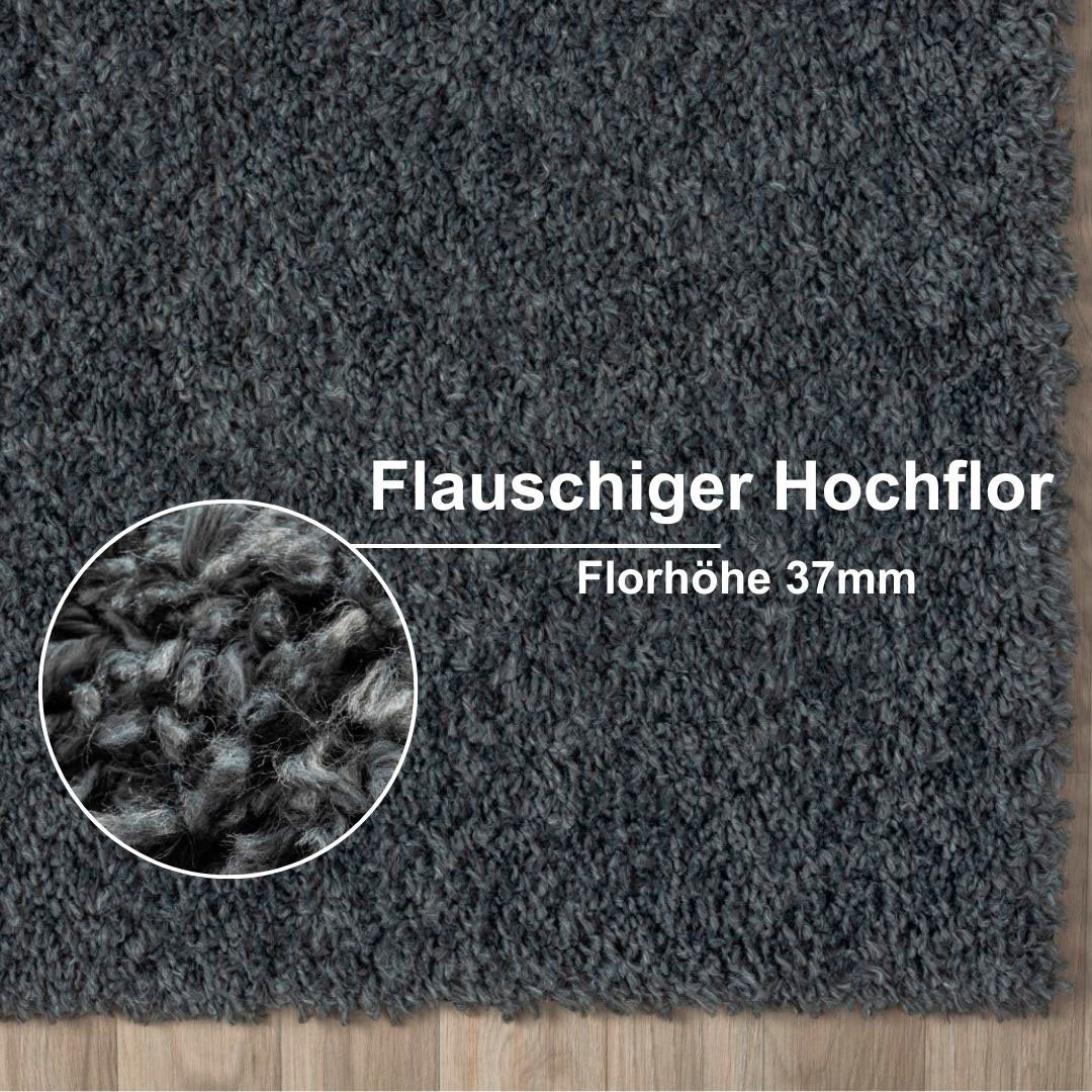 my home Set slaapkamerkleedjes met hoge pool Banji Uni-kleuren, zacht en fluffy, ook als loper en in rond verkrijgbaar