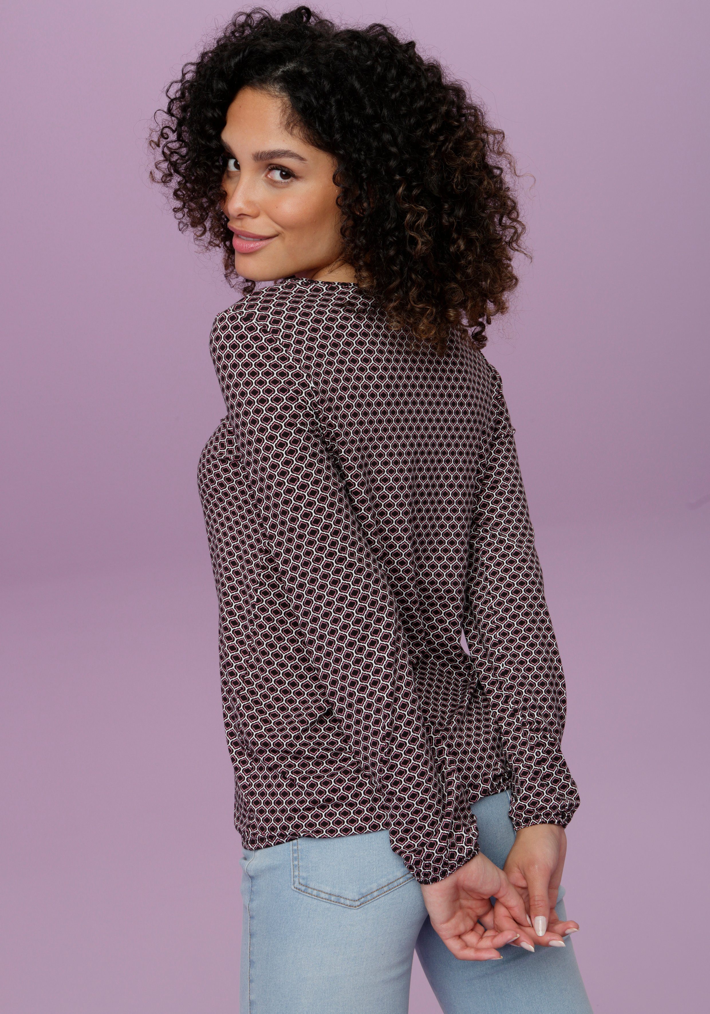 Aniston SELECTED Shirt met lange mouwen in verschillende prints, elk met een sierelement