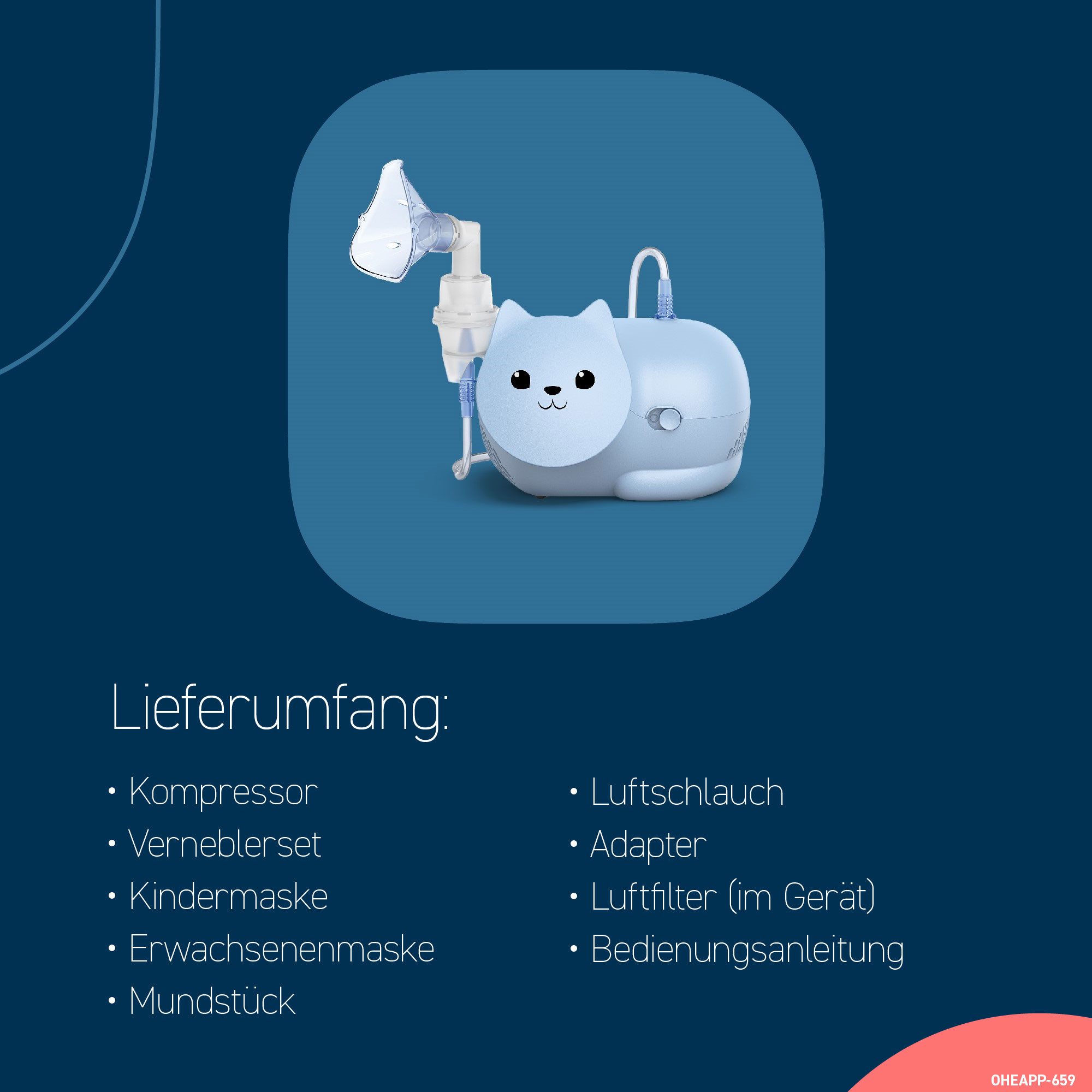 Omron Inhalatieapparaat NE-C303K-EO Nami Cat kindvriendelijke inhalator