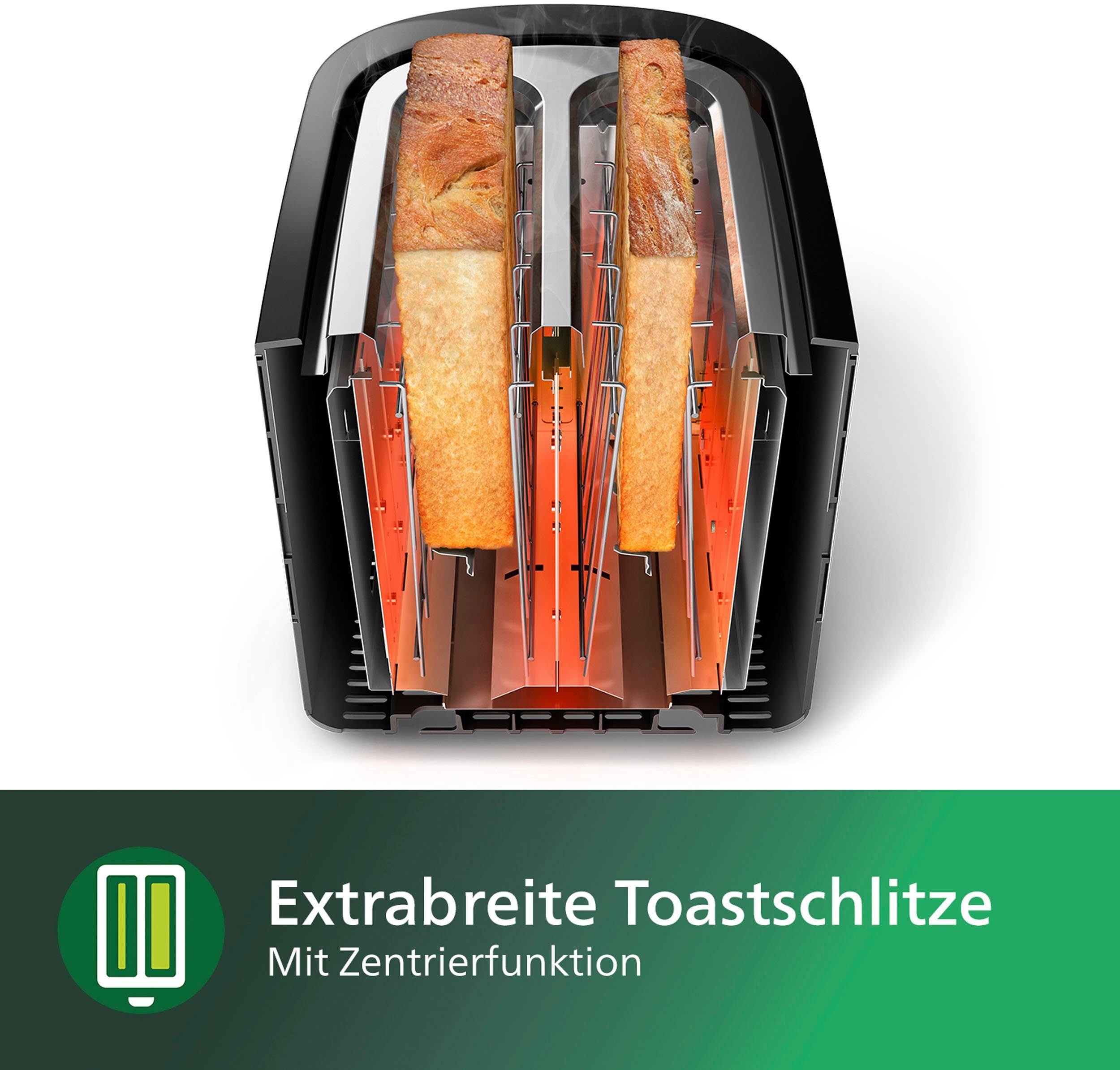 Philips Toaster HD2637/90 Viva Collection Broodrooster, kruimellade, 7 bruiningsniveaus, zilver
