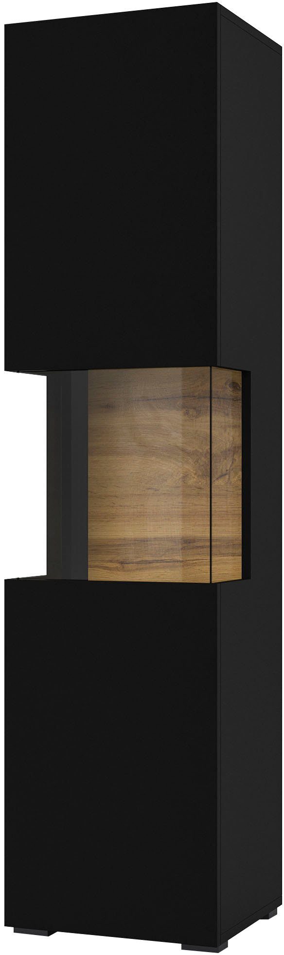 INOSIGN Vitrinekast Ava, breedte 36 cm, hangend en staand te monteren moderne greeploze vitrinekast, hoge kast met hoekverglazing