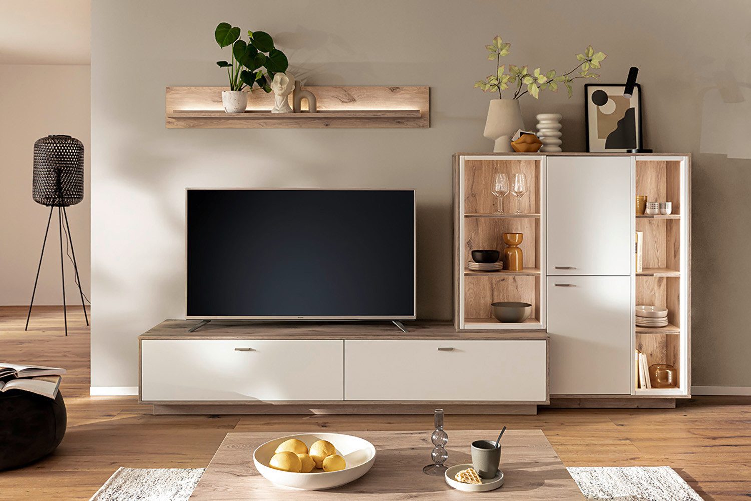 MCA furniture Wandmeubel SANTERNO Woonkamer set (3-delig), deuren & lades gedempt, breedte 287 cm (complete set, 3-delig)