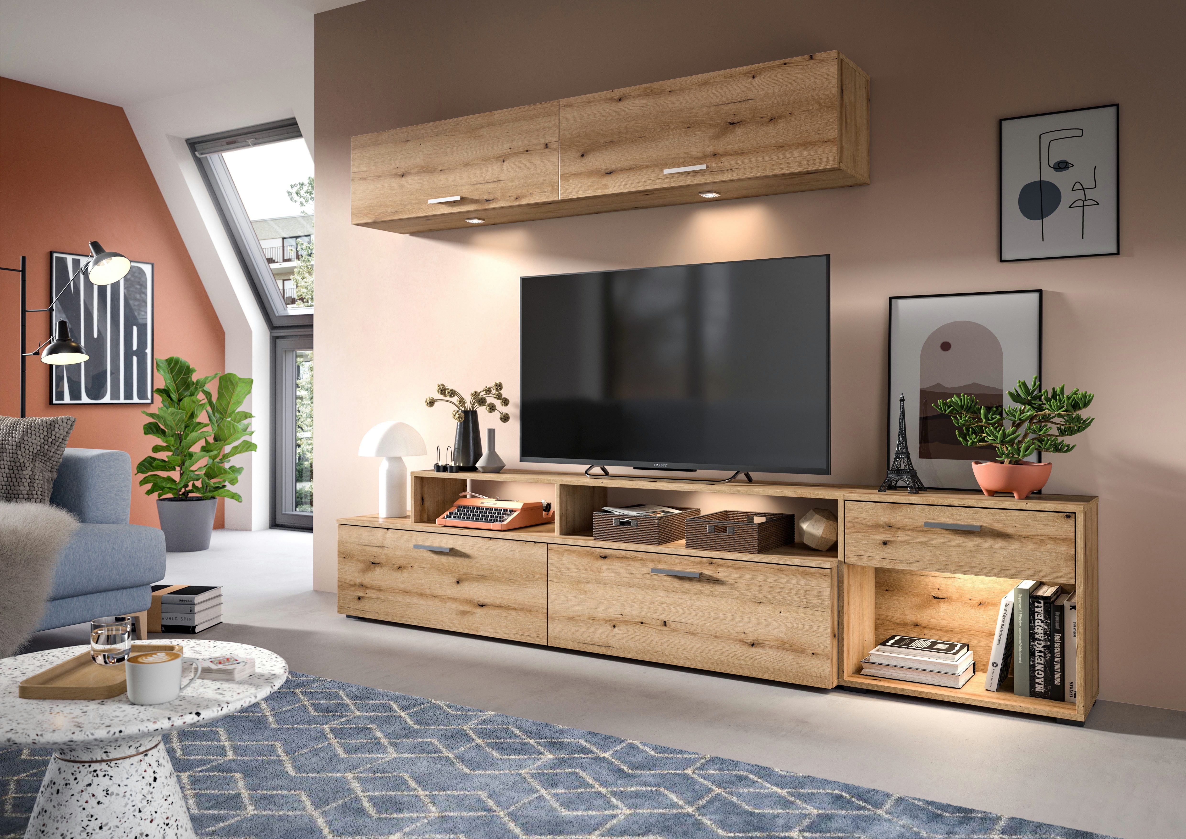 INOSIGN Wandmeubel Rotu, Breedte 247 cm, bestaand uit: Lowboard en Hangkast
