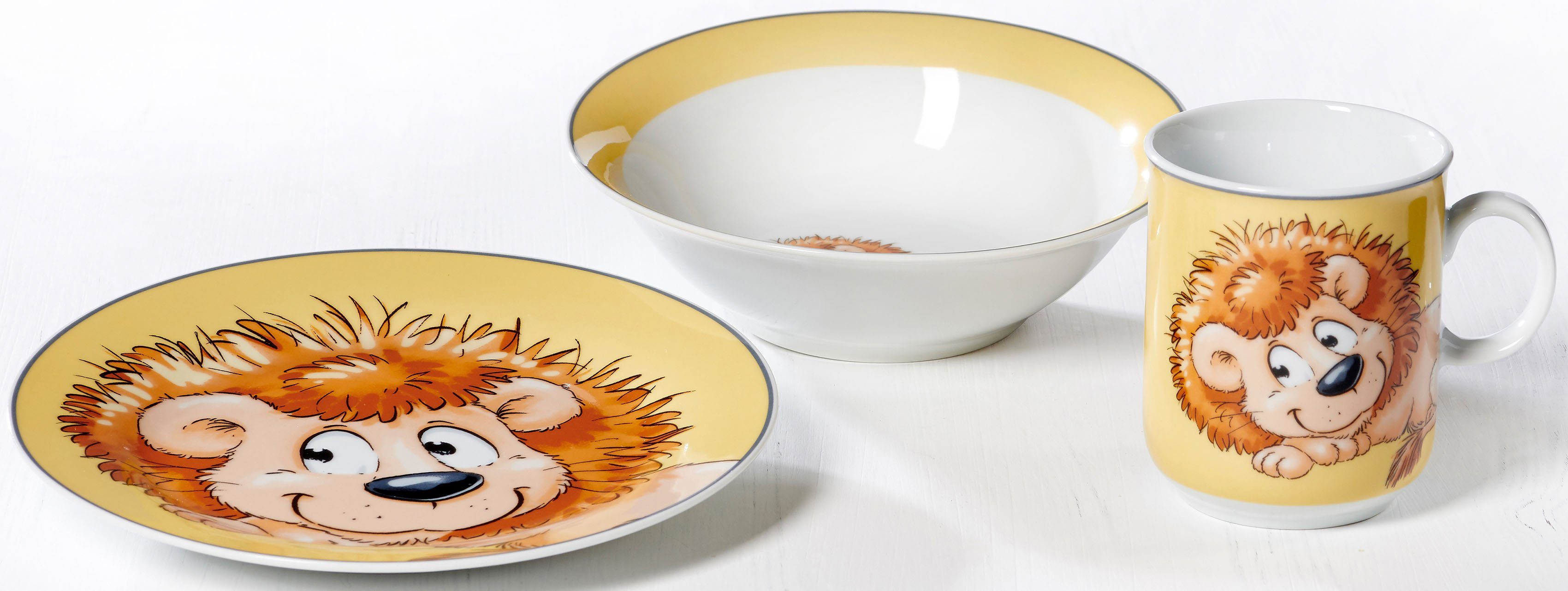 Ritzenhoff & Breker Kinderservies-set Happy Zoo, Leo met leeuwendecor, 3 delen, voor 1 persoon (set, 3-delig)