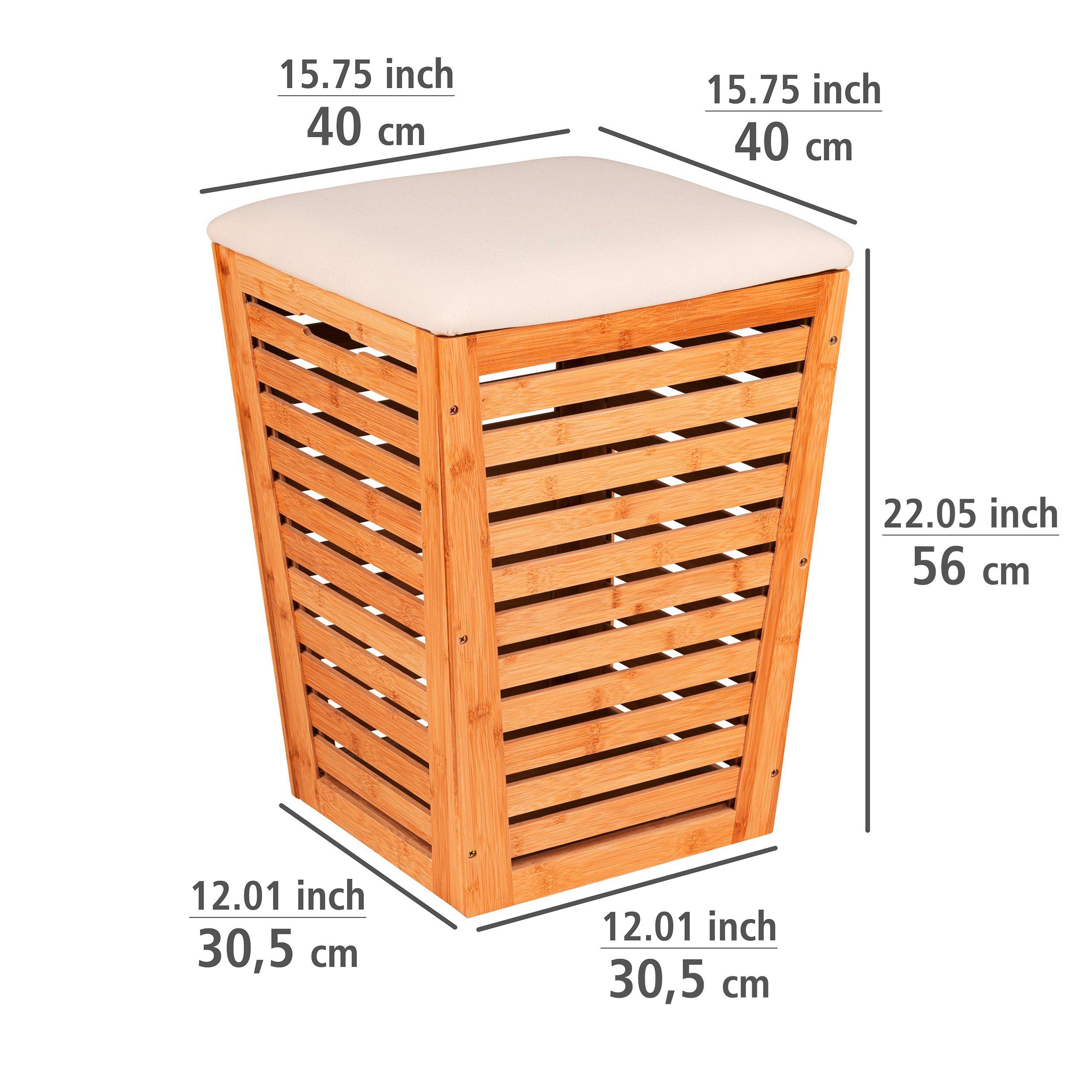 WENKO Wasmand Bambusa met zitkussen
