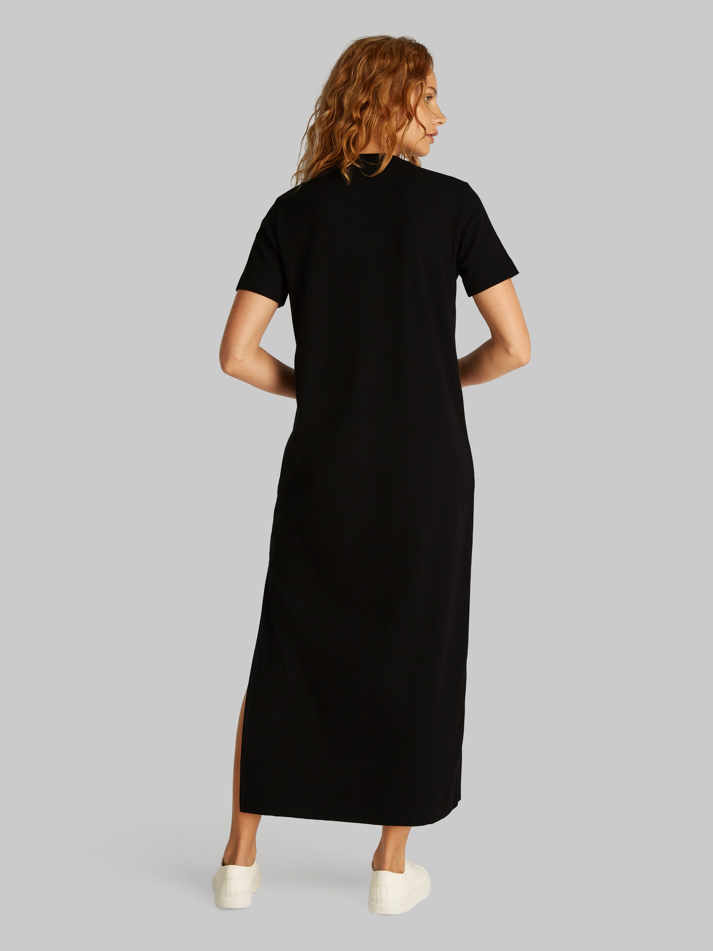 Calvin Klein Midi-jurk MONOLOGO LONG RIB TEE DRESS