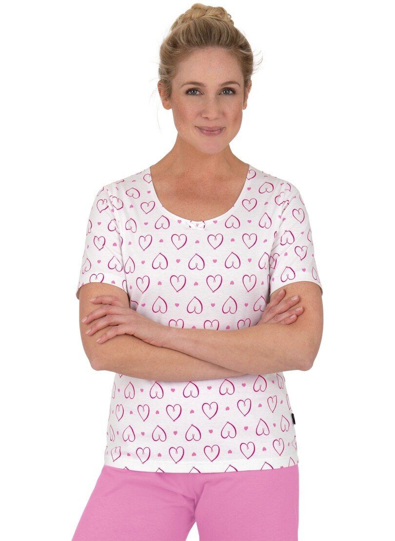 Trigema Pyjama TRIGEMA slaapshirt met schattig hartjes patroon (1-delig)