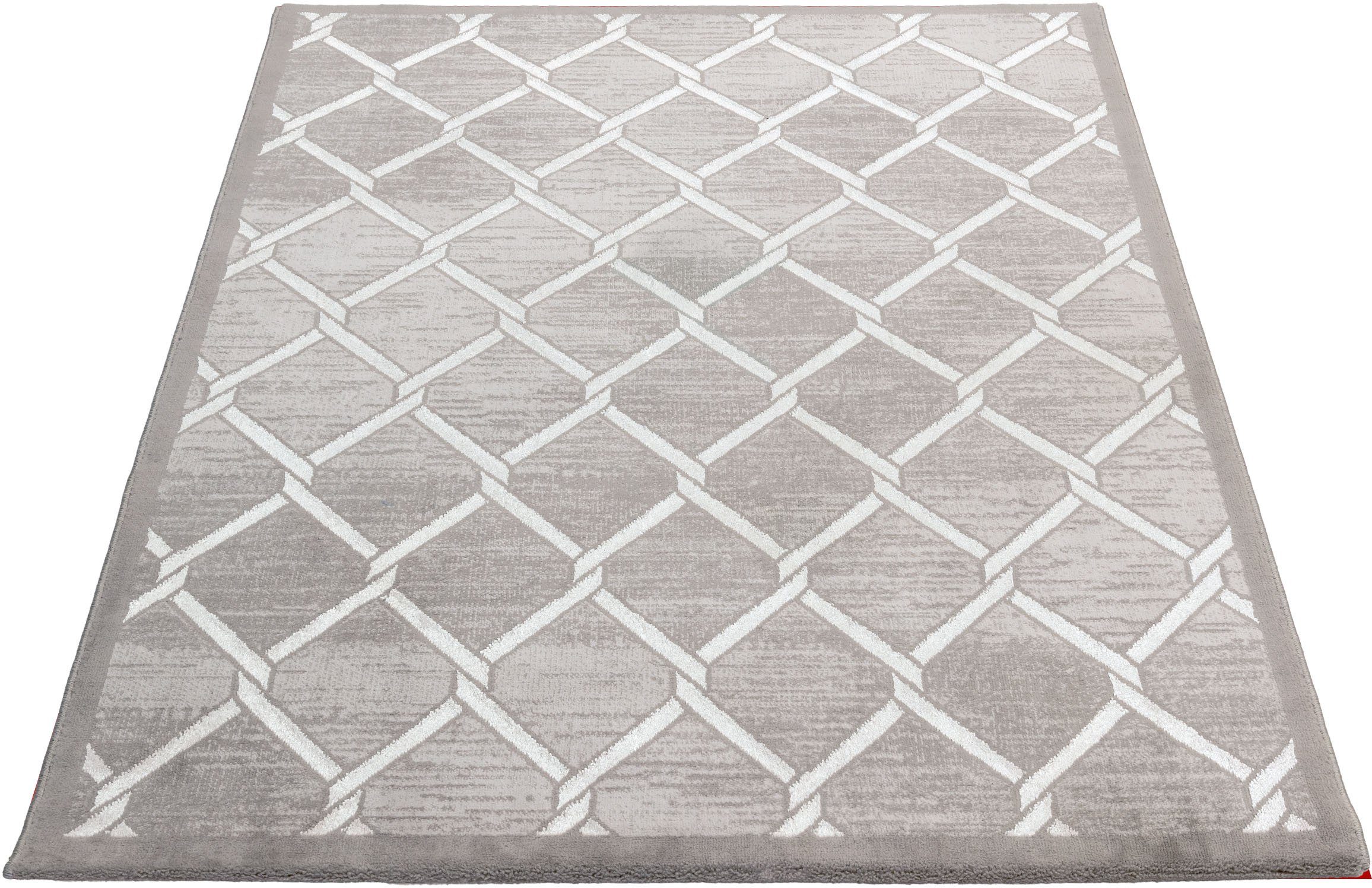 Sehrazat Vloerkleed Lara 700 Reliëfstructuur, met glans, woonkamer moderne vloerkleden maat 160 cm x 230 cm x 10 mm grijs