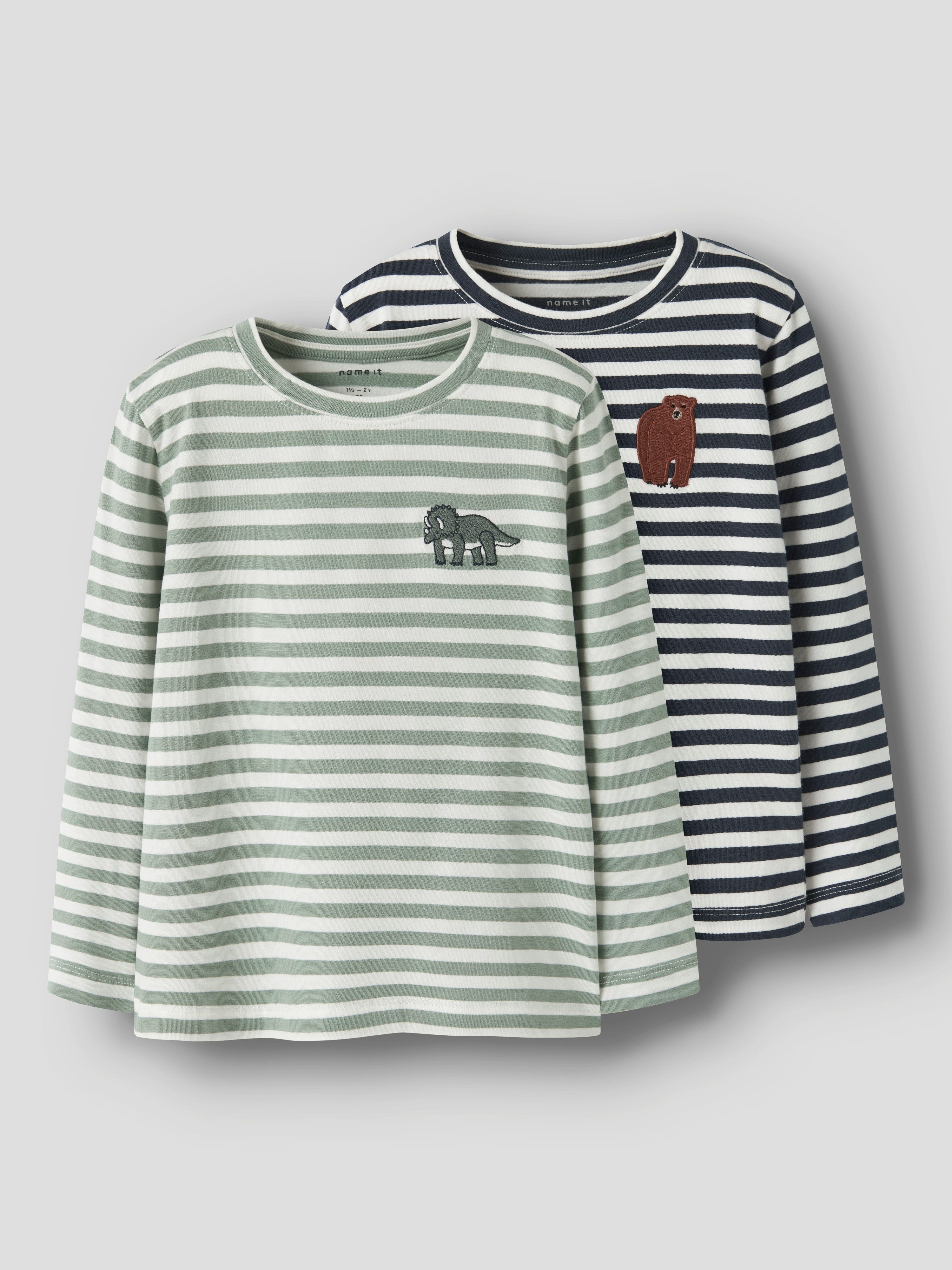 Name It Shirt met lange mouwen NMMNITU 2P LS TOP PB (set, 2-delig)