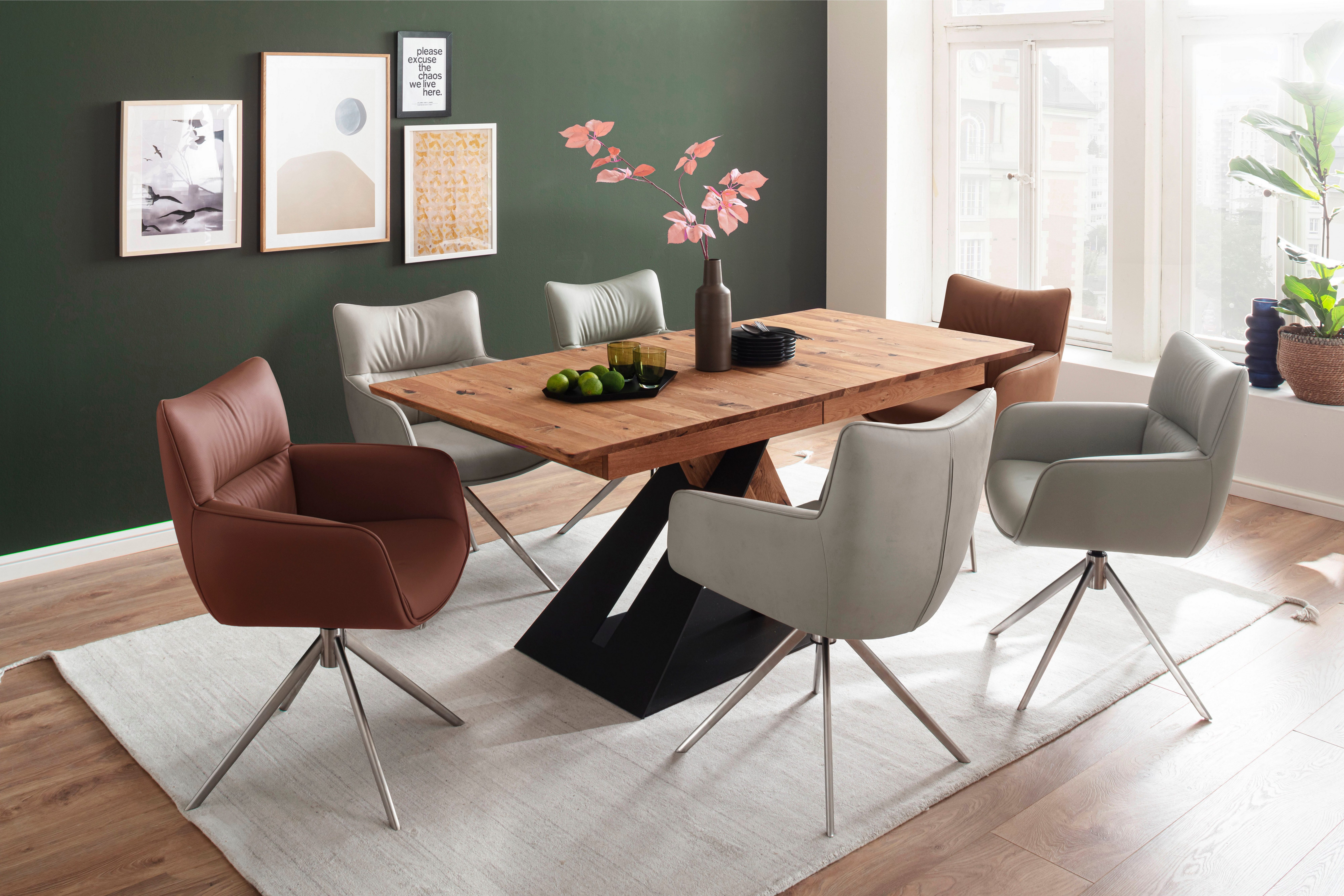MCA furniture Stoel met 4 poten Limoen (set, 2 stuks), 360° draaibaar, belastbaarheid 120 kg, zithoogte ca. 49 cm (set, 2 stuks)