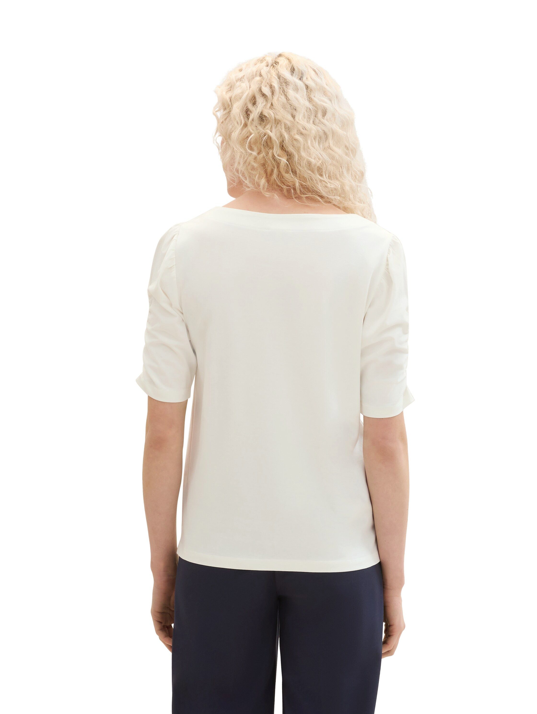 Tom Tailor T-shirt met rimpeling aan de mouwen